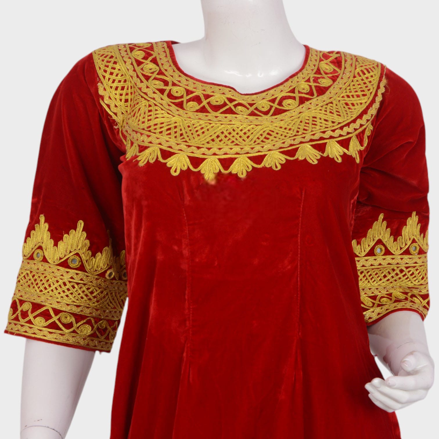 Gandi Afghani Red Velvet Dress