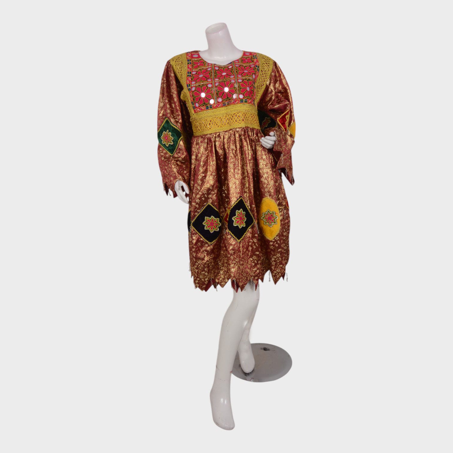 Afghani Embroidered Dress with Colorful Patterns