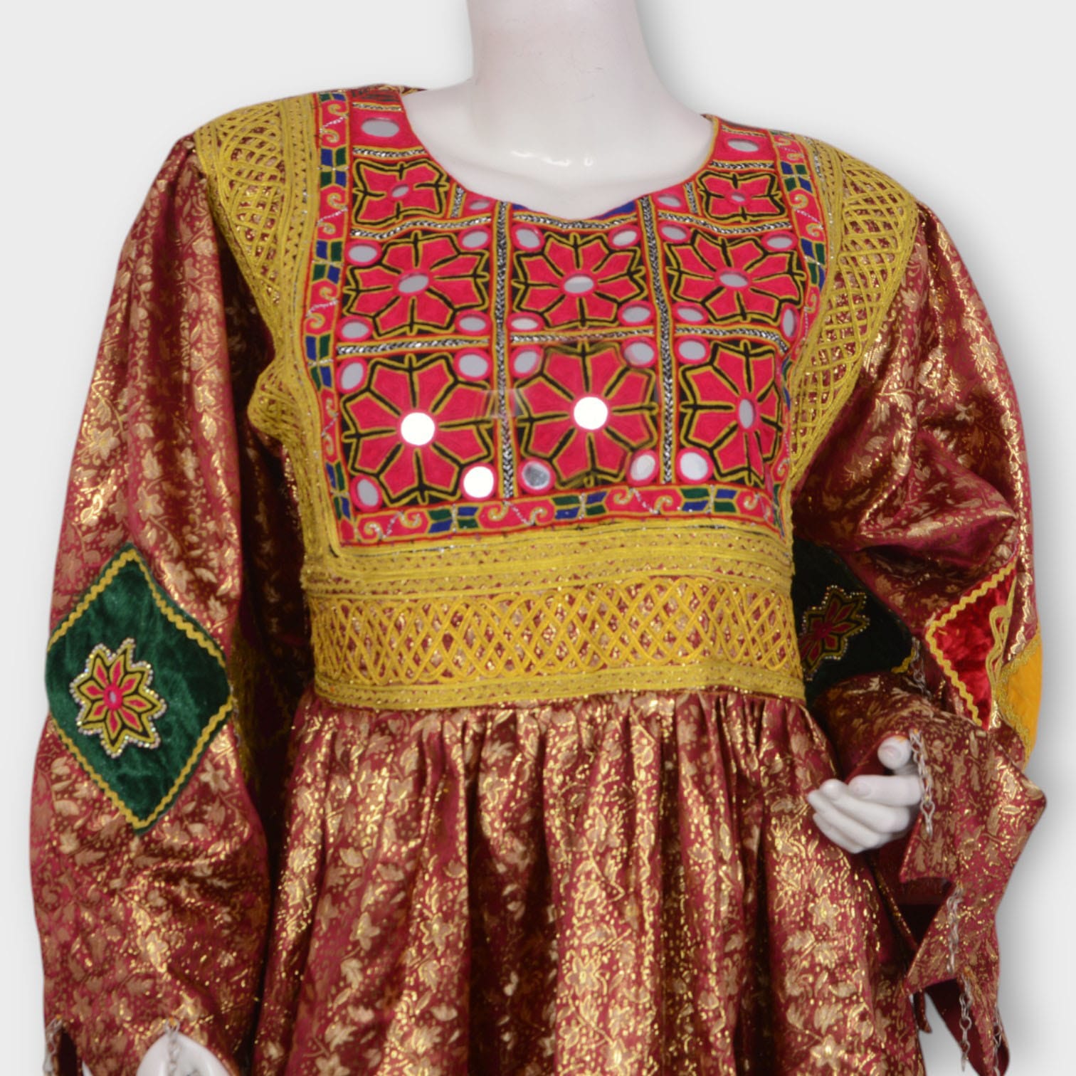 Afghani Embroidered Dress with Colorful Patterns