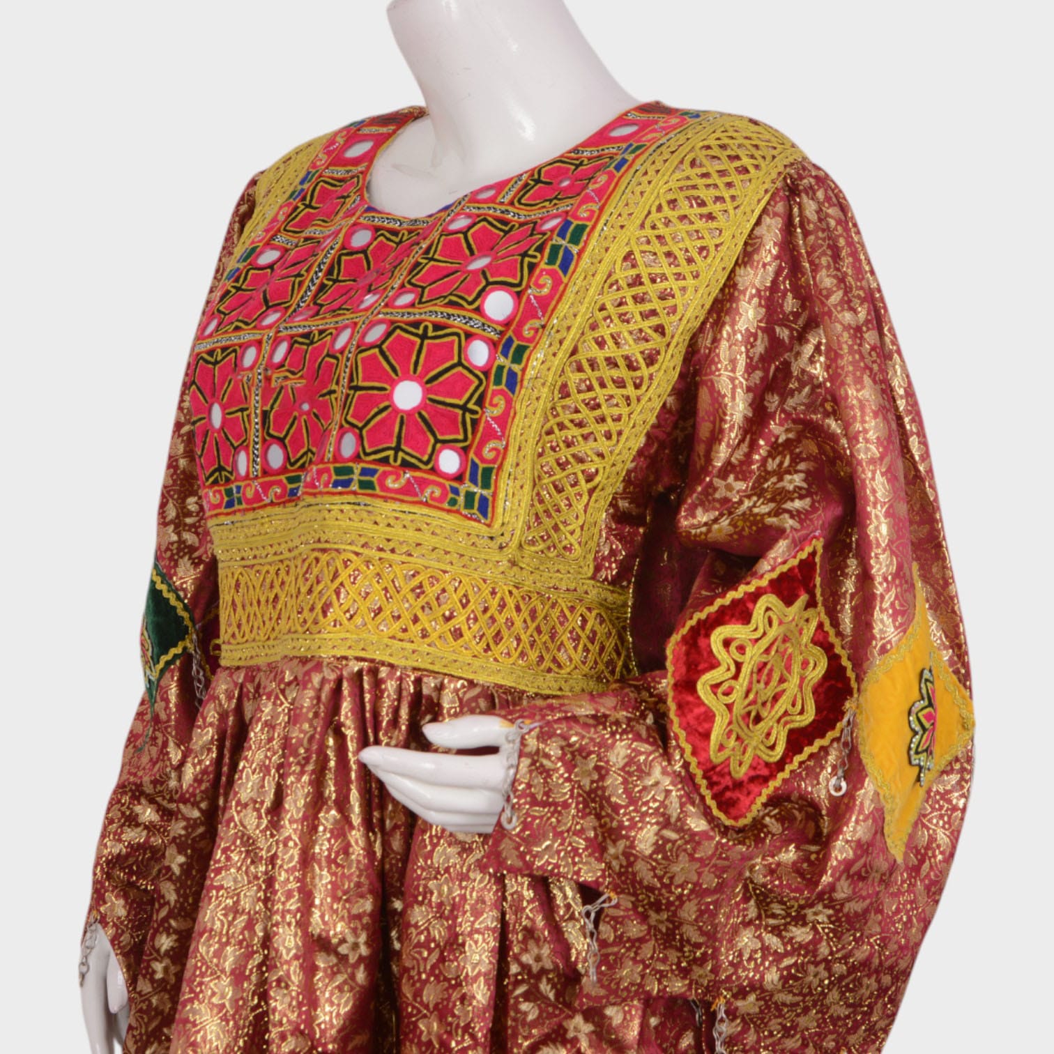 Afghani Embroidered Dress with Colorful Patterns