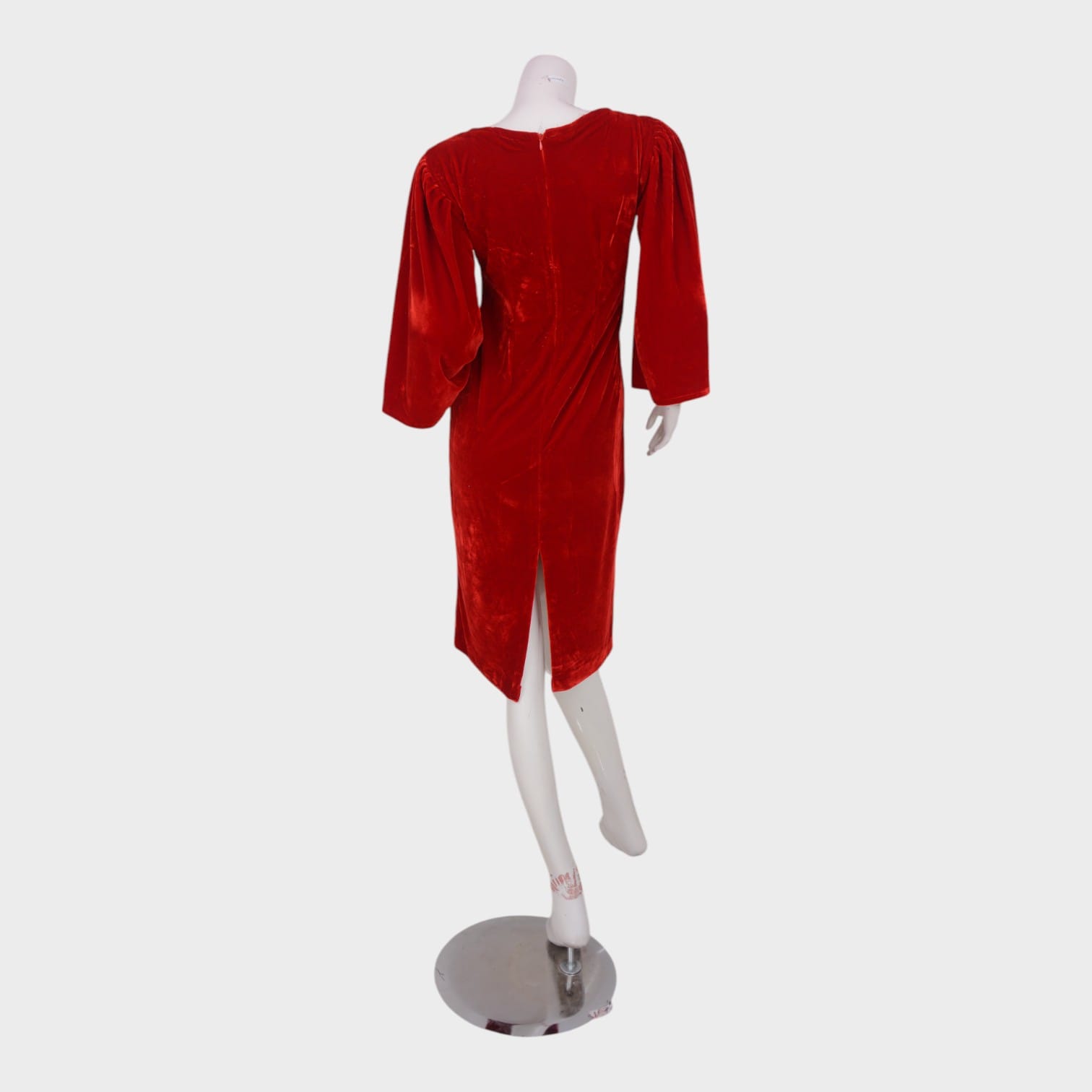 Afghani Red Velvet Dress with Gold Floral Embroidery