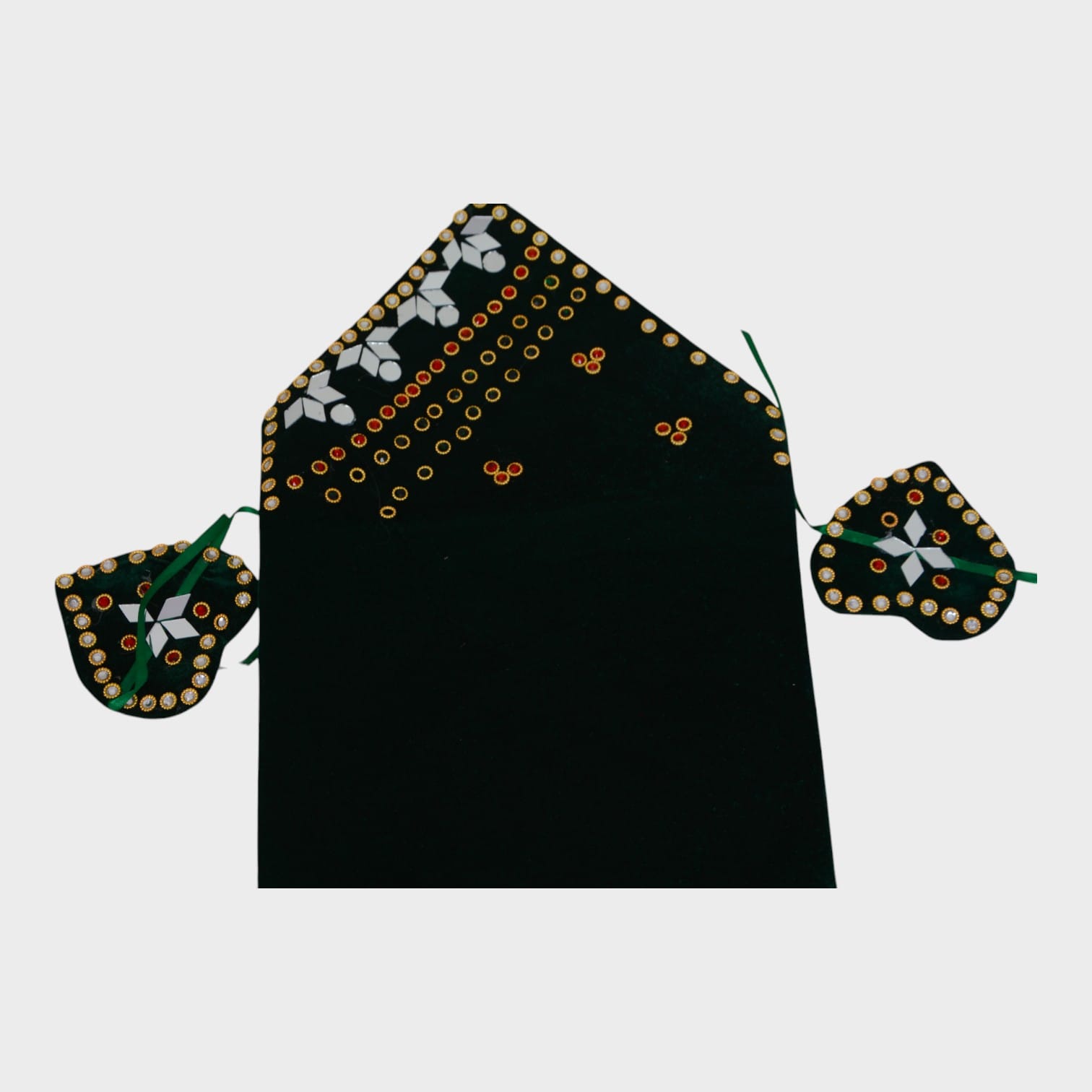 Traditional Afghani Velvet Holy Quran Covering Set with Mirror and Bead Embellishments