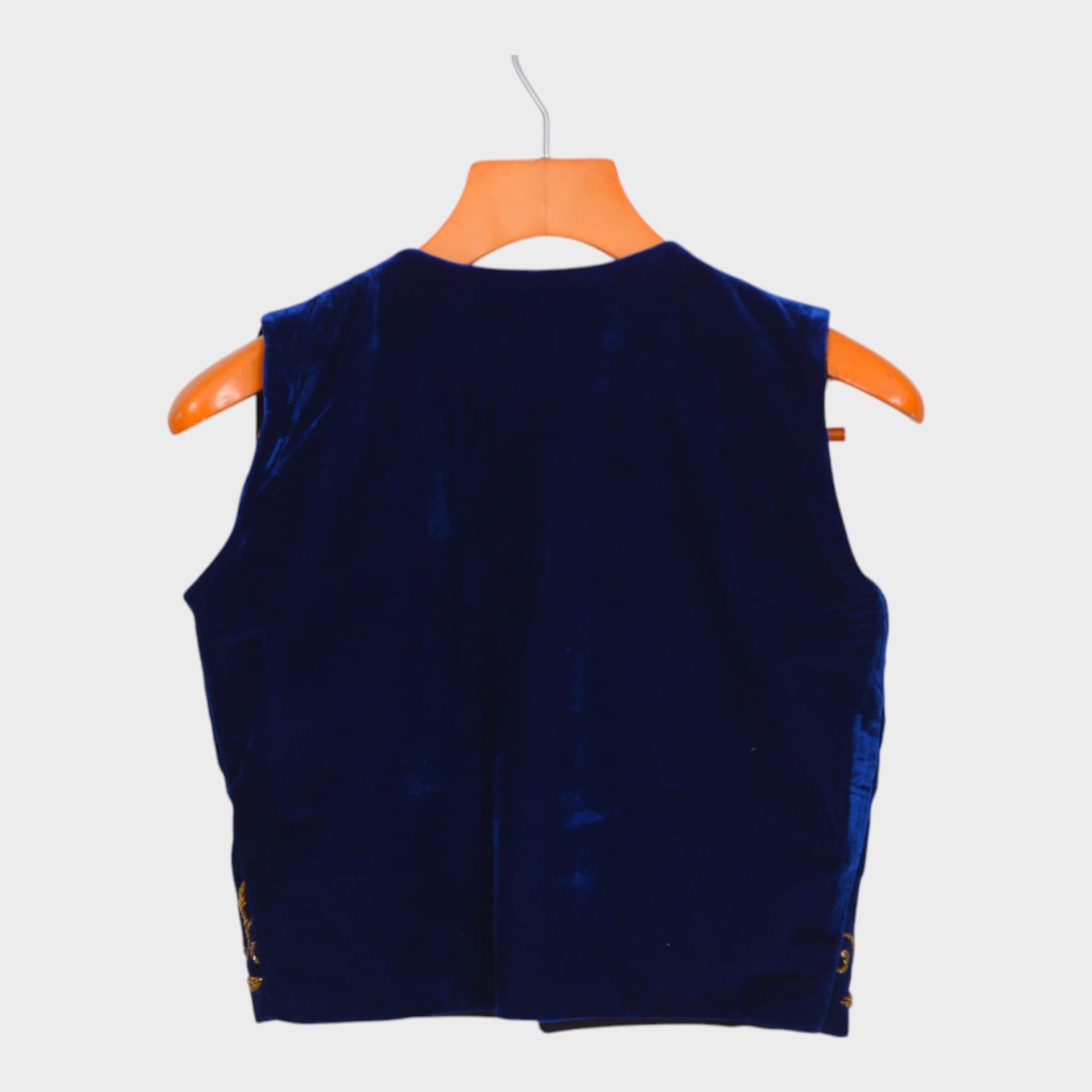 Royal Blue Velvet Embroidered Afghan Waistcoat