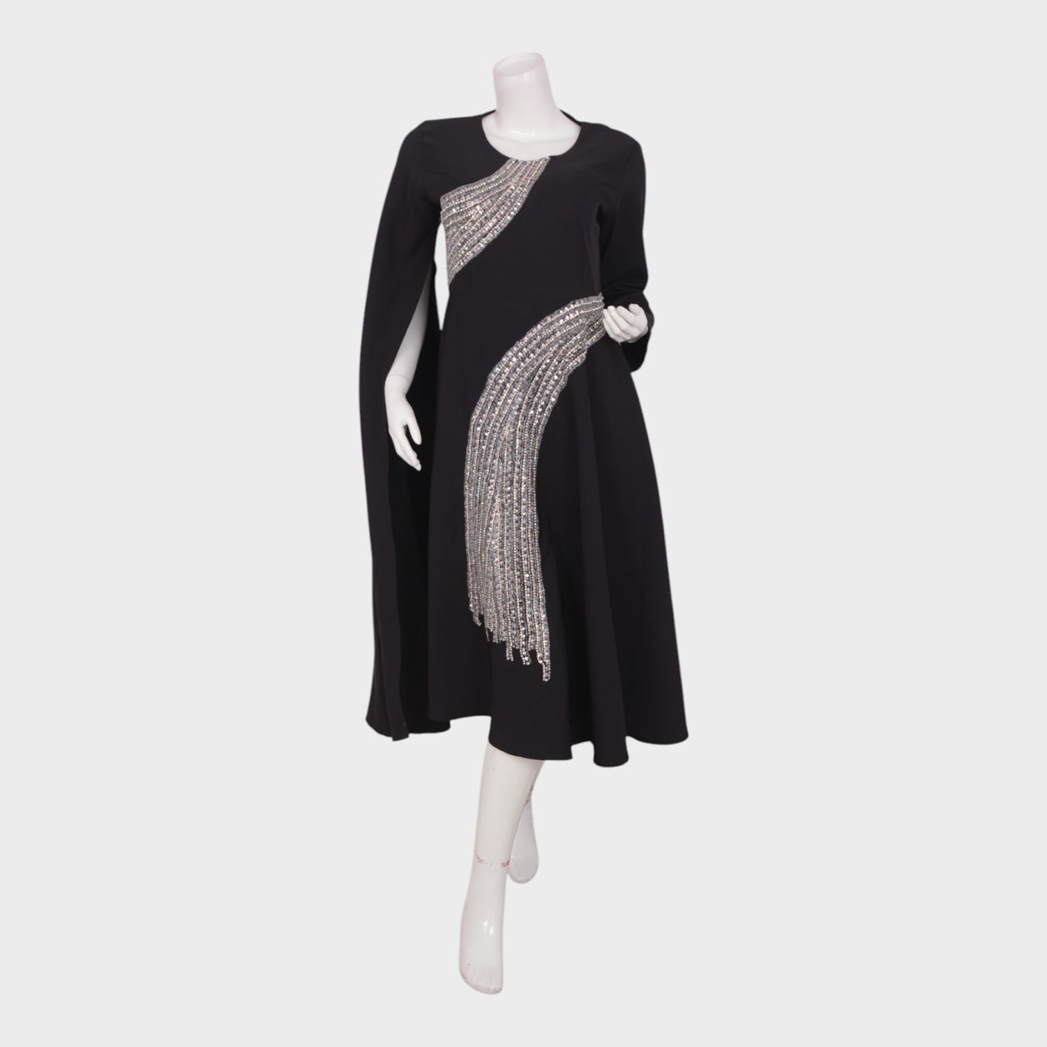 Elegant Black Evening Dress with Crystal Embellishment