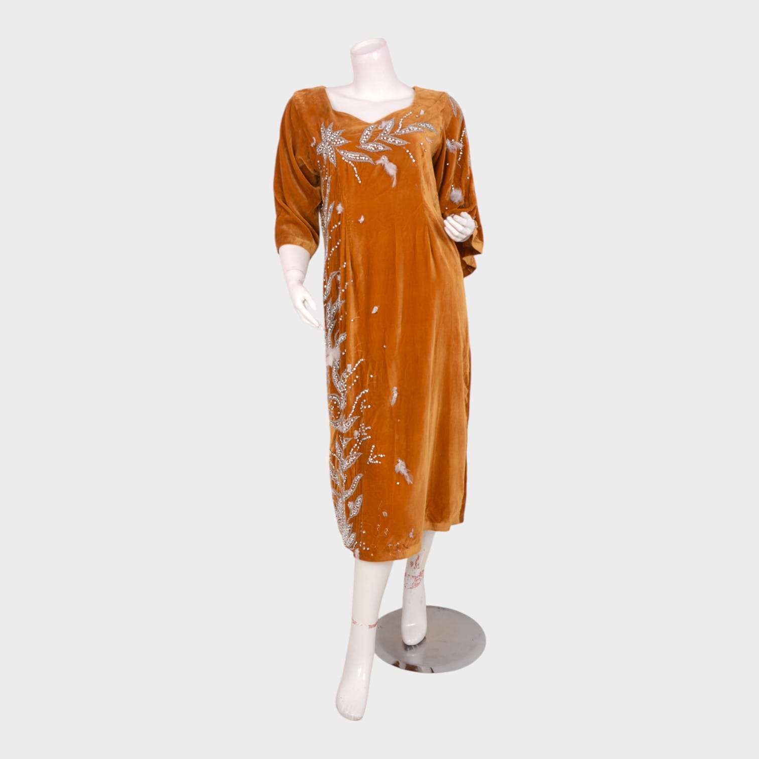 Golden Velvet Elegance Dress