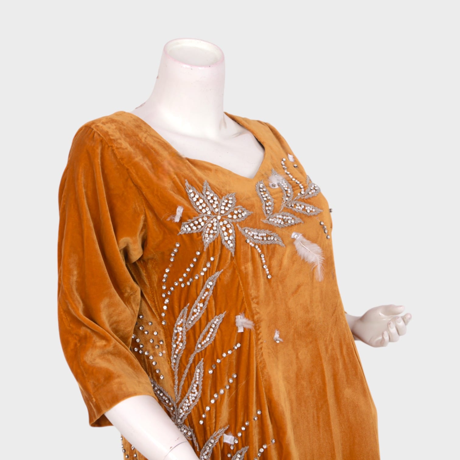 Golden Velvet Elegance Dress