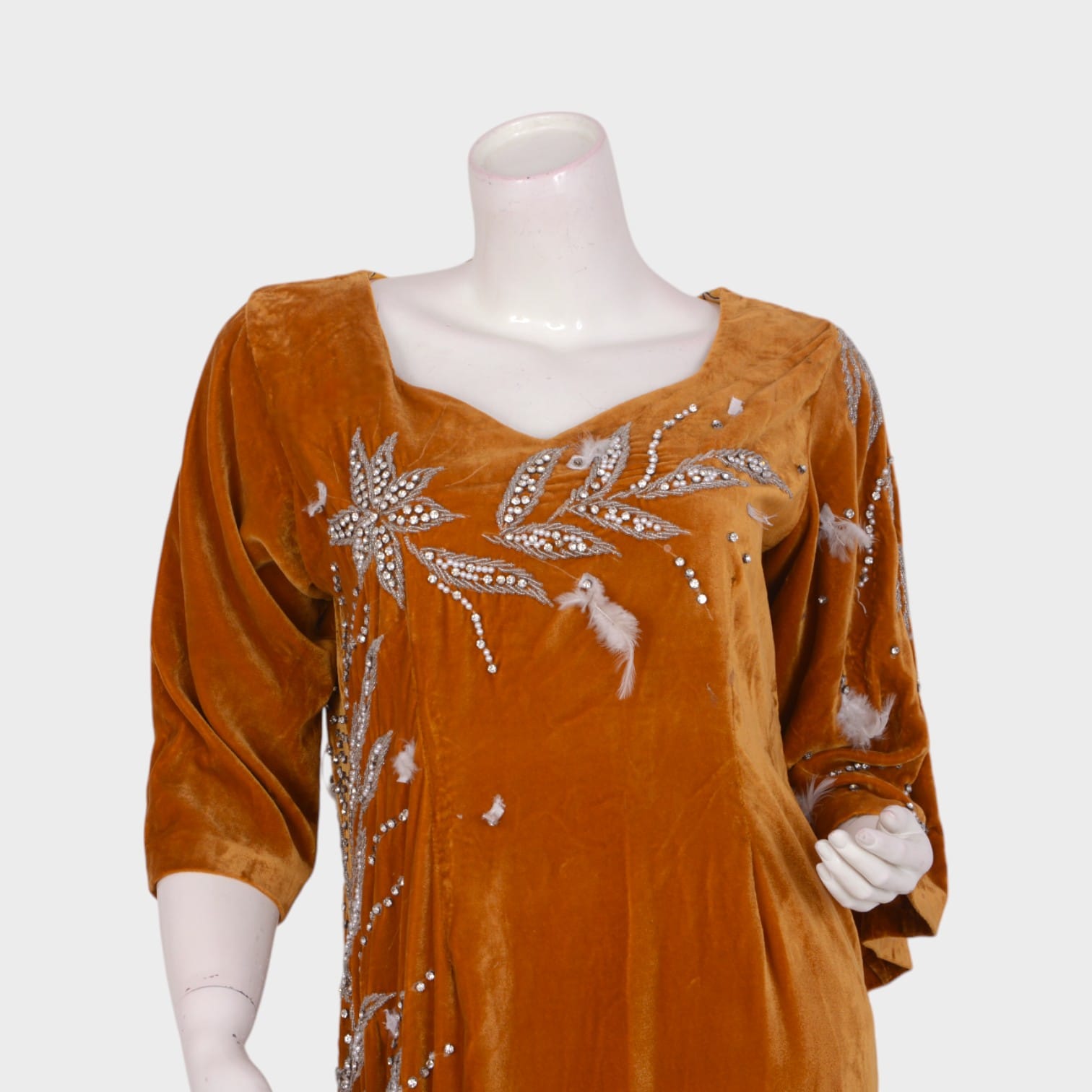 Golden Velvet Elegance Dress