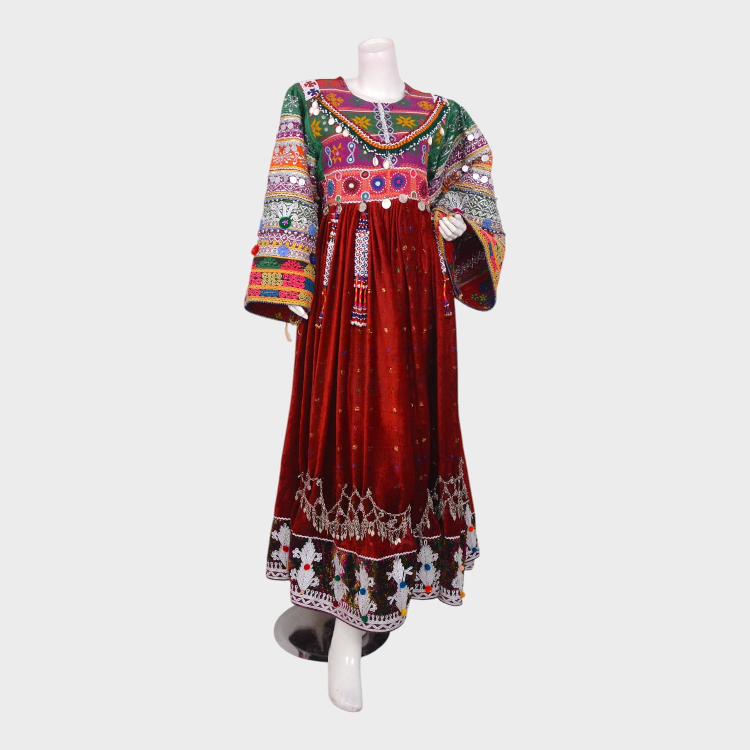 Multicolor Tribal Embroidered Velvet Dress