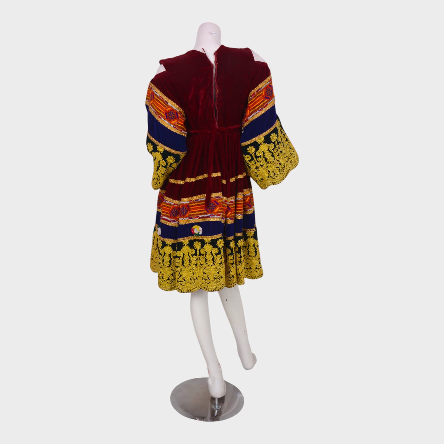 Golden Thread Embroidered Tribal Velvet Dress