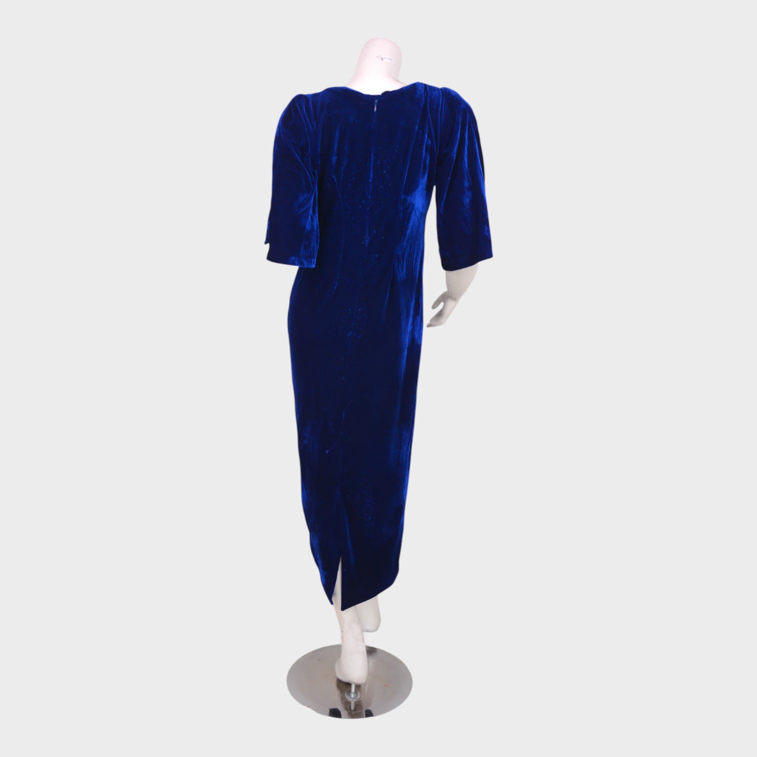 Royal Blue Velvet Embroidered Long Dress
