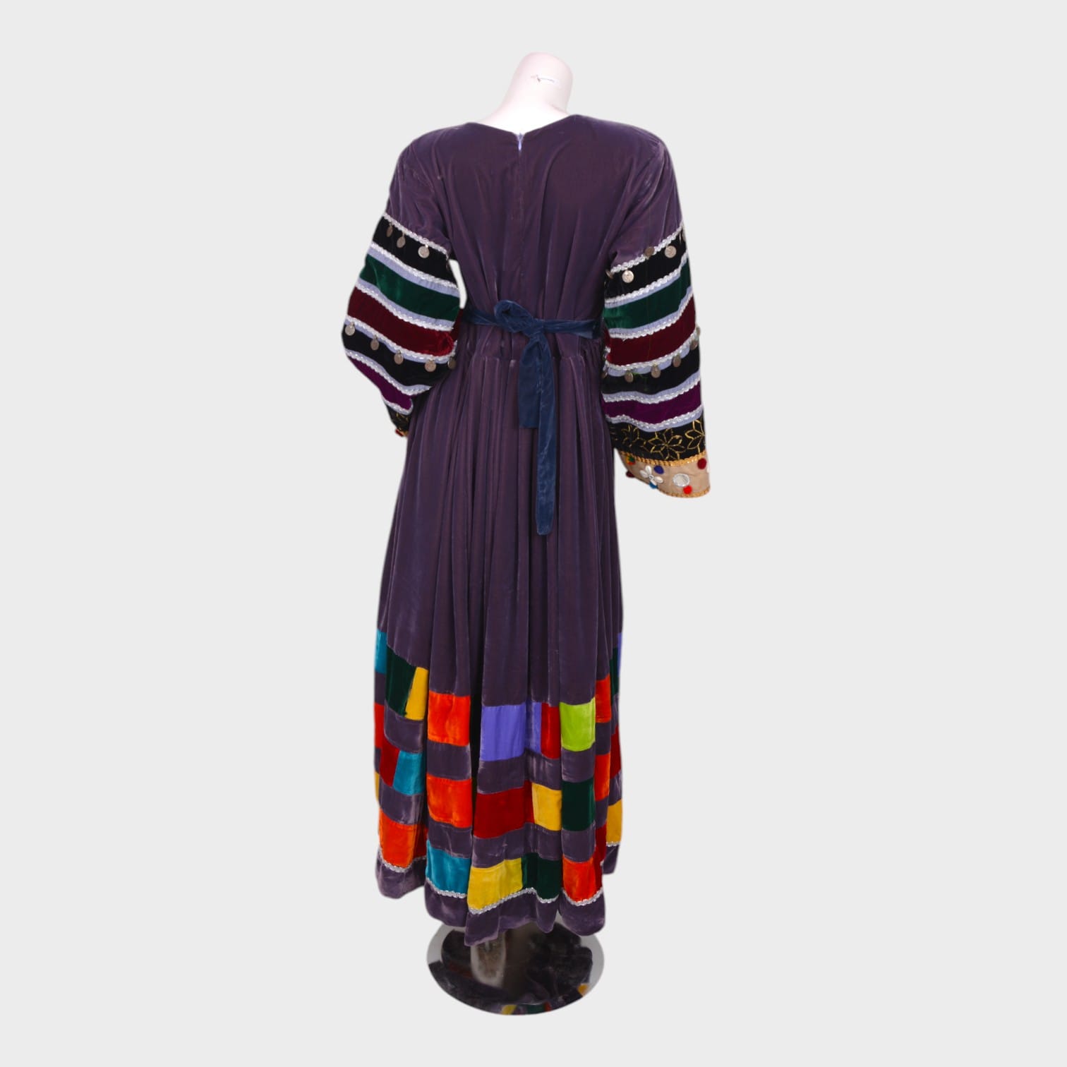 Modern Patchwork Afghan Maxi Dress in Velvet