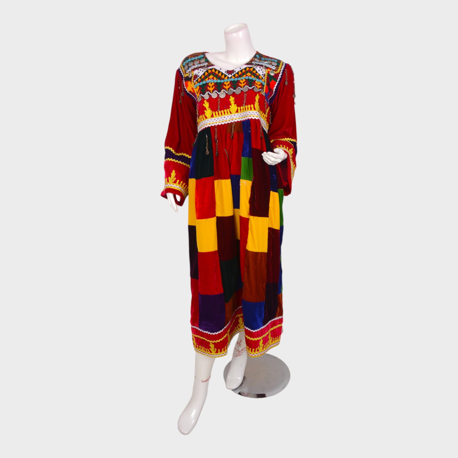 Kaleido Nomad – Multicolor Patchwork Afghani Dress