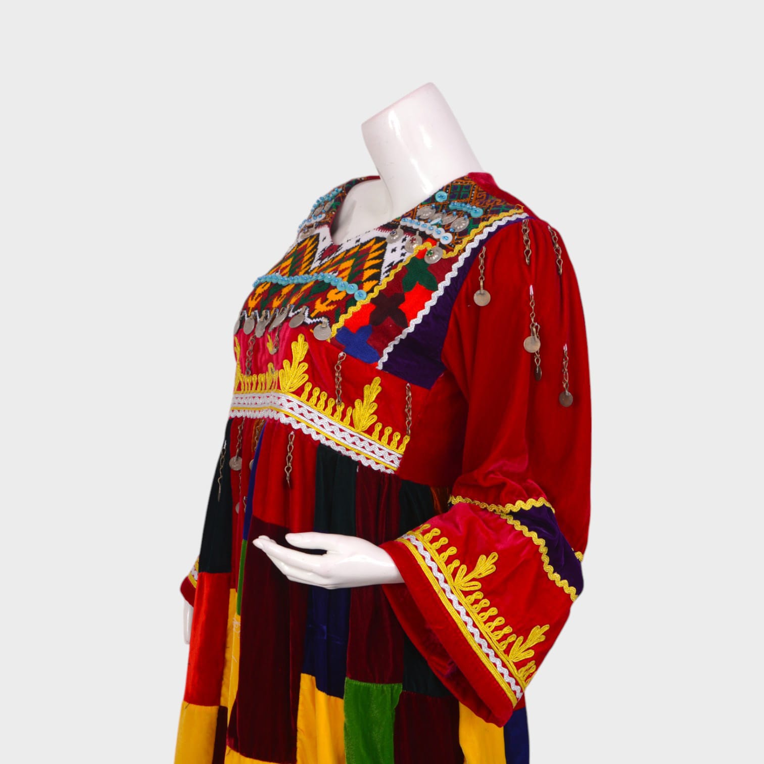 Kaleido Nomad – Multicolor Patchwork Afghani Dress