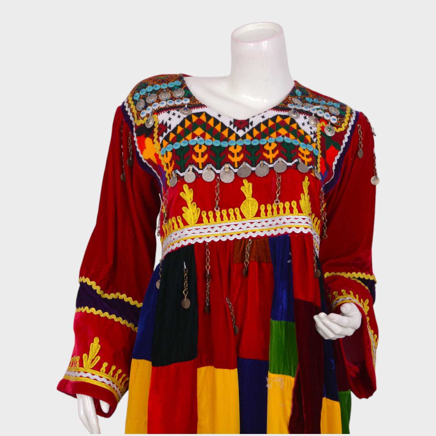 Kaleido Nomad – Multicolor Patchwork Afghani Dress