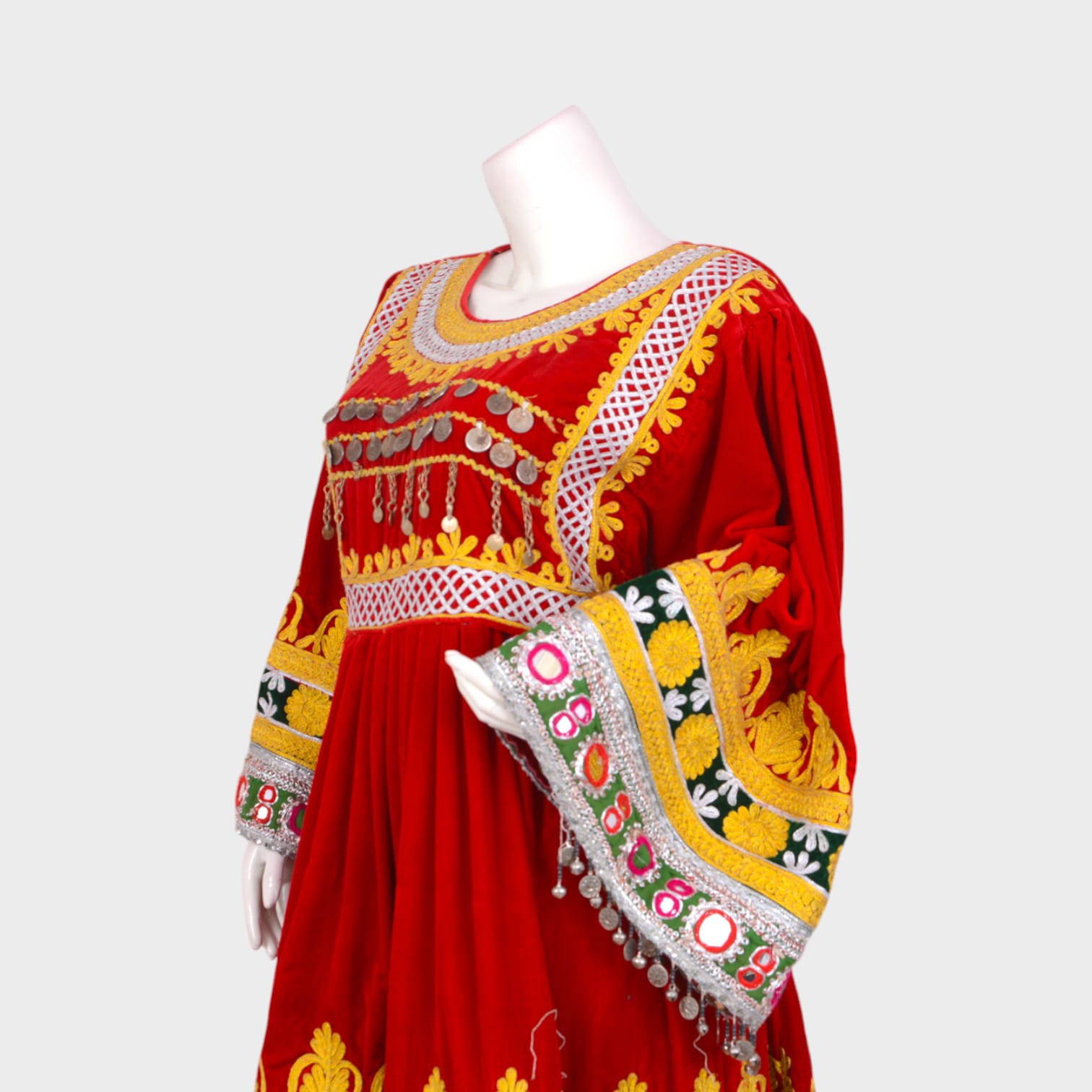 Saffron Majesty – Red & Yellow Afghani Dress Set