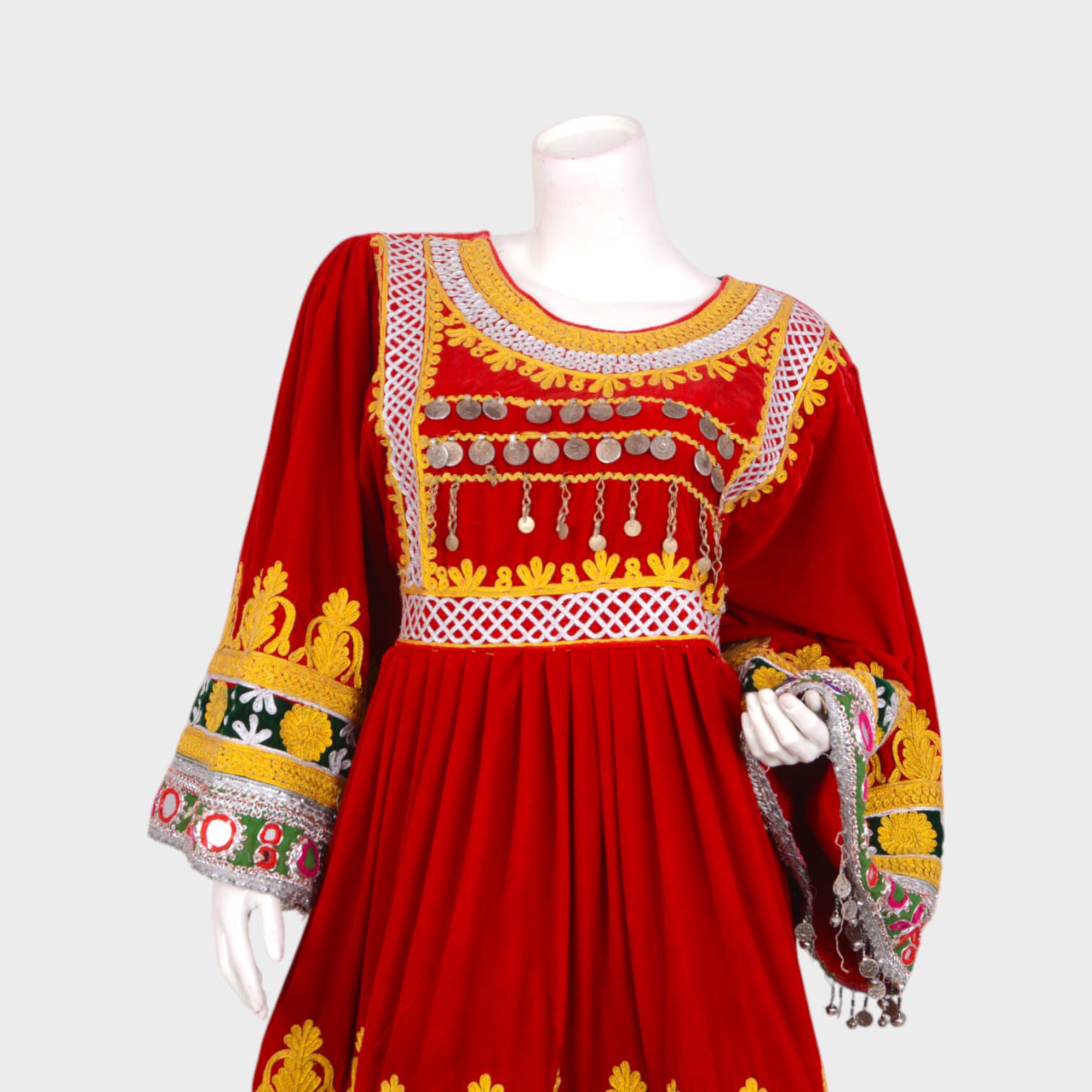 Saffron Majesty – Red & Yellow Afghani Dress Set