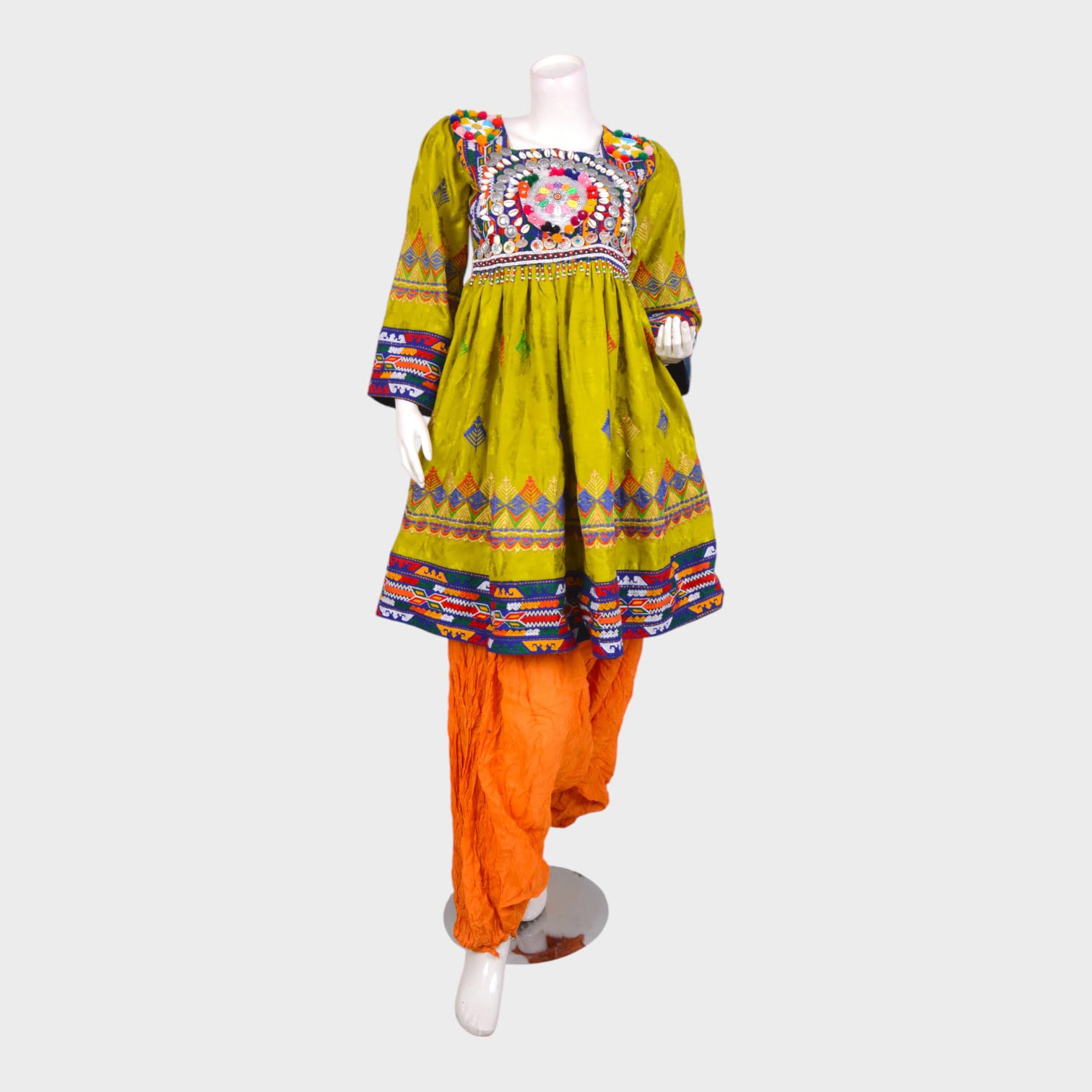 Zarina Bloom – Lime Green Afghani Dress Set