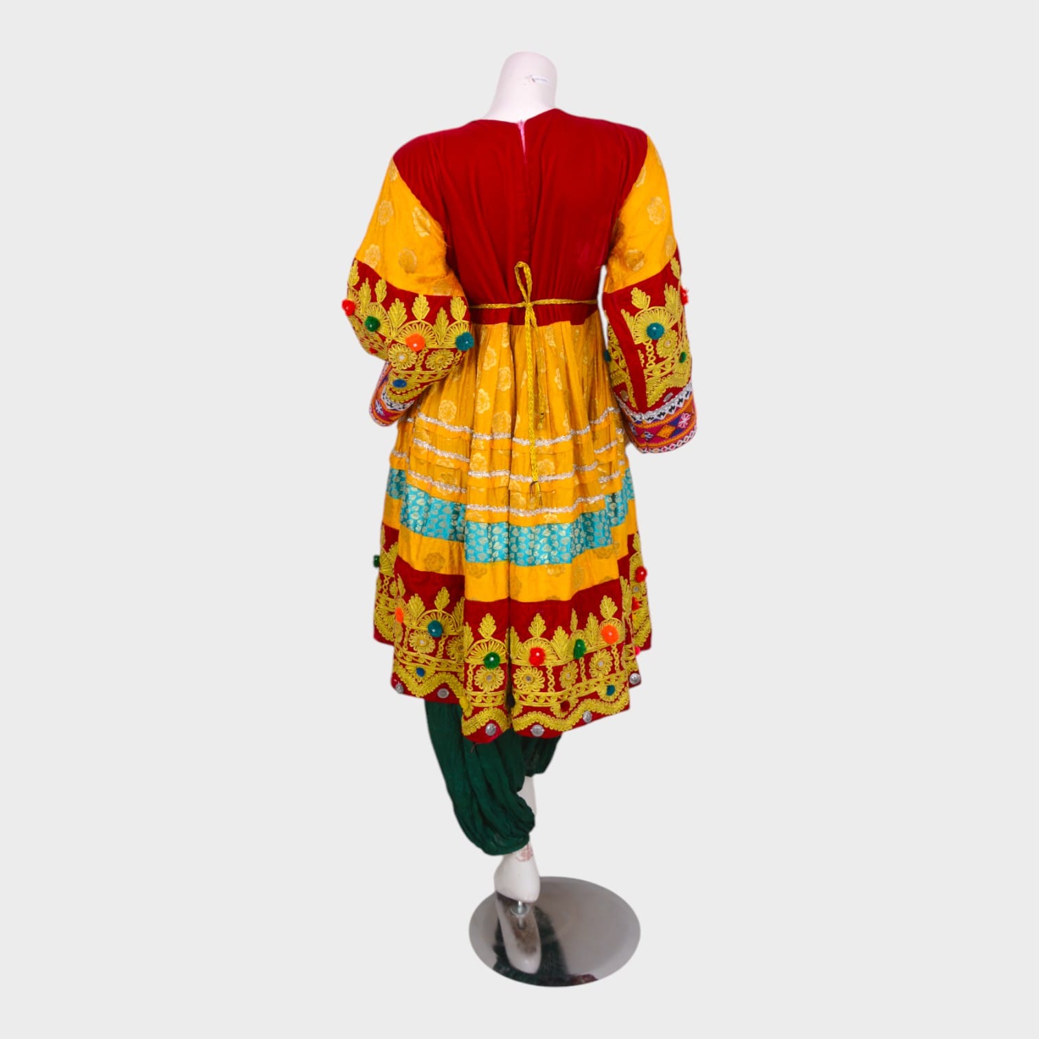 Meena Radiance – Yellow & Green Afghani Dress Set