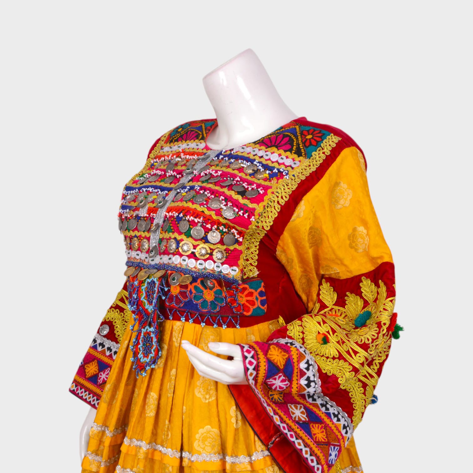 Meena Radiance – Yellow & Green Afghani Dress Set