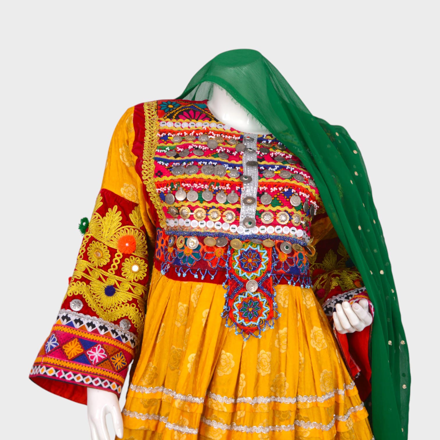 Meena Radiance – Yellow & Green Afghani Dress Set