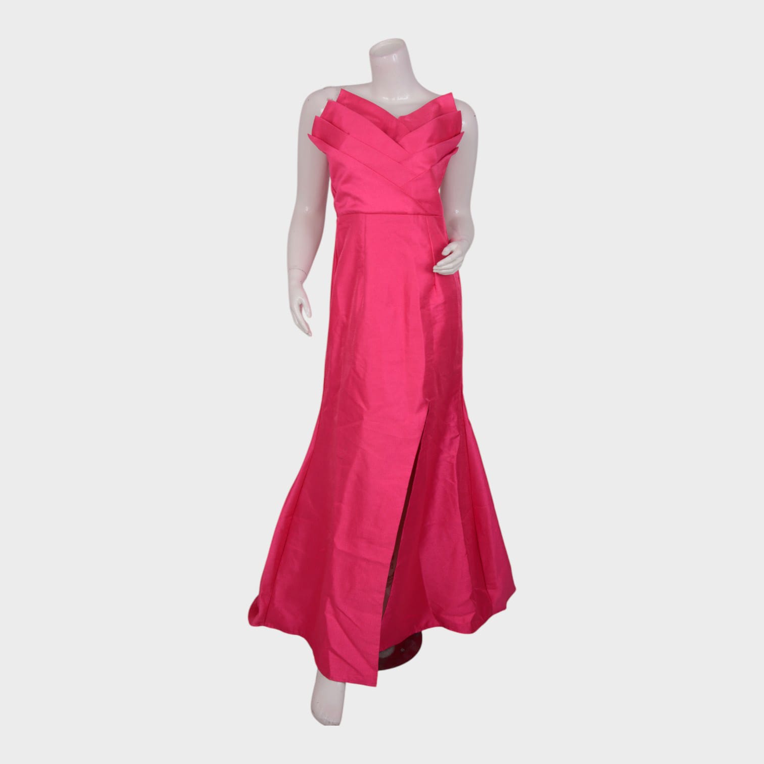 Fuchsia Flame – Satin Evening Gown