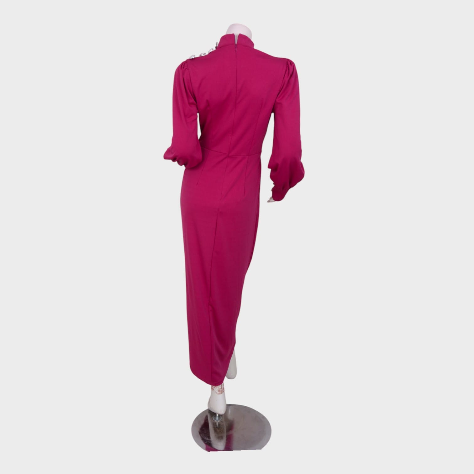 Berry Empress – High-Neck Belted Gown