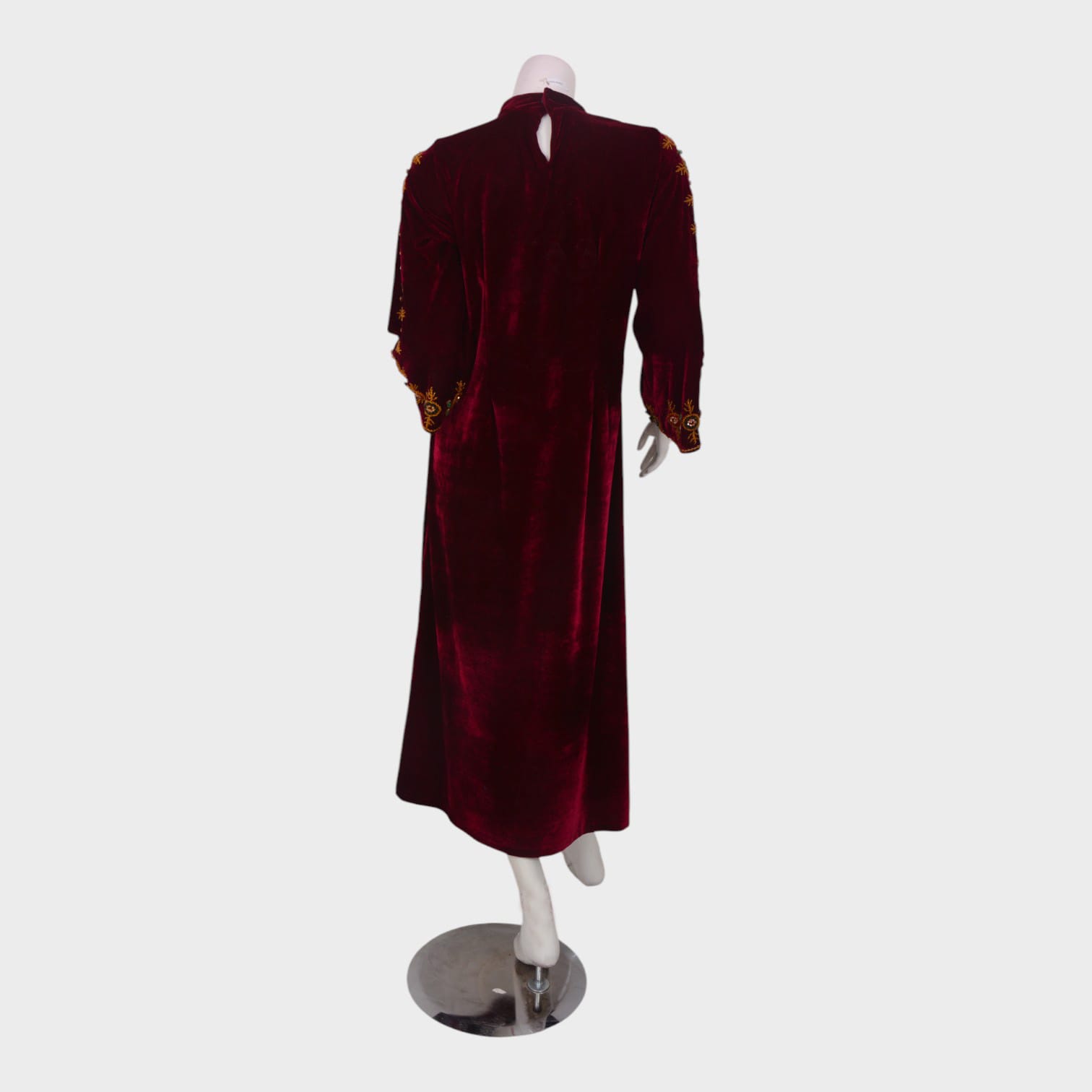 Maroon Solace – Velvet Embroidered Long Dress
