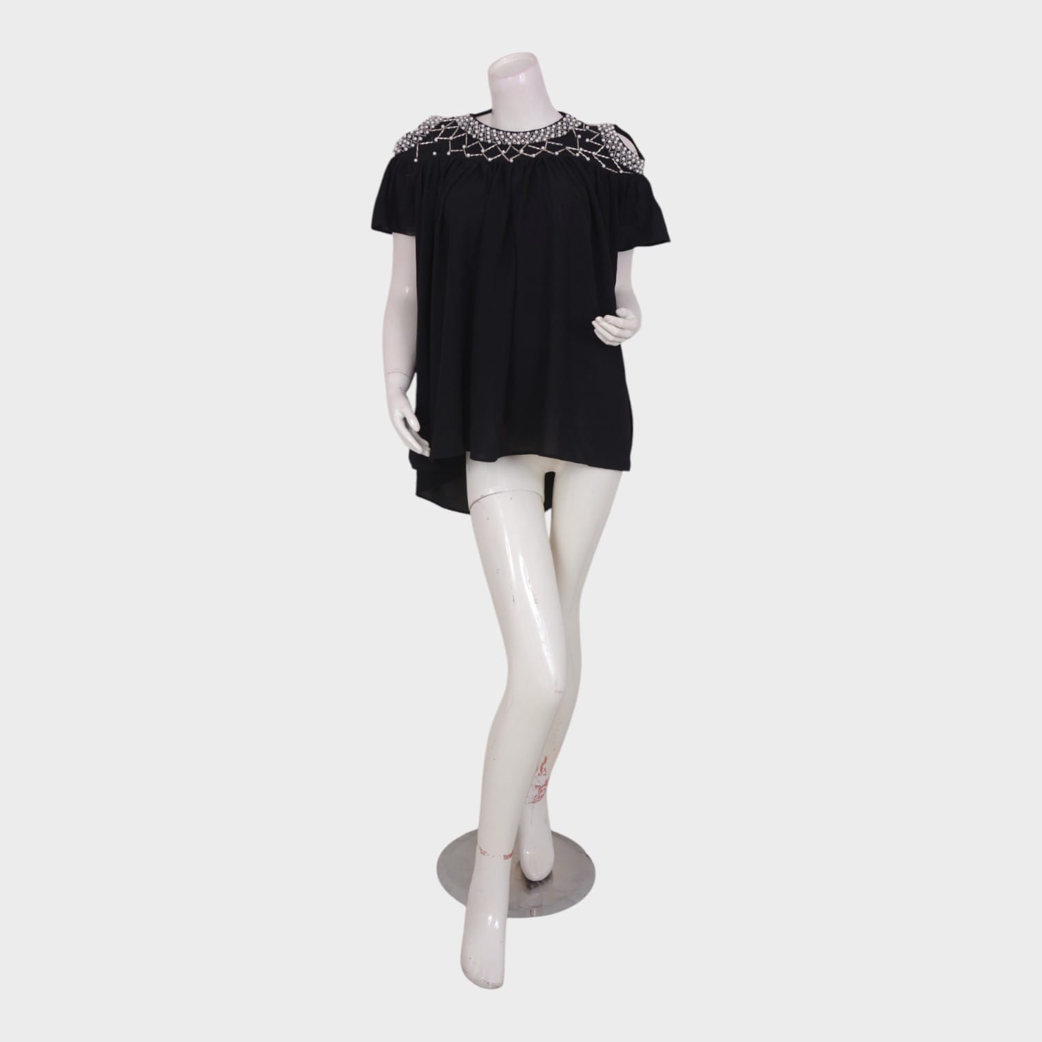 Midnight Halo – Embellished High-Low Black Top