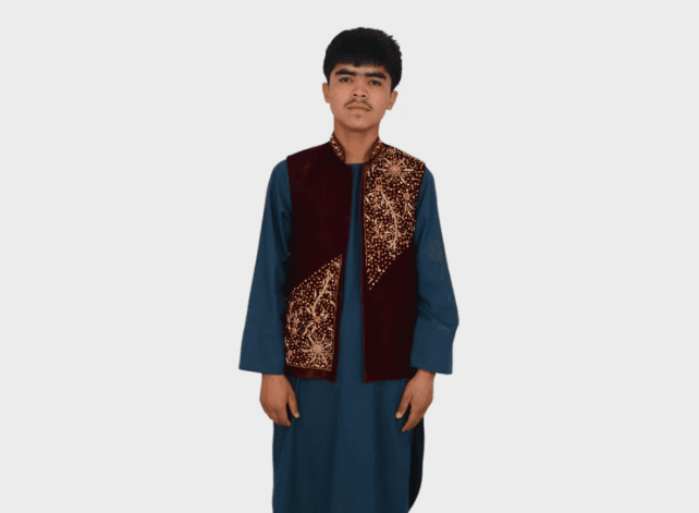 Sultan Charm – Embroidered Maroon Velvet Vest for Men