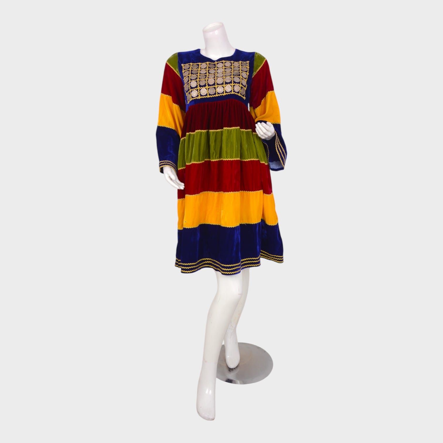 Bahaar Melody – Multicolor Velvet Afghani Dress