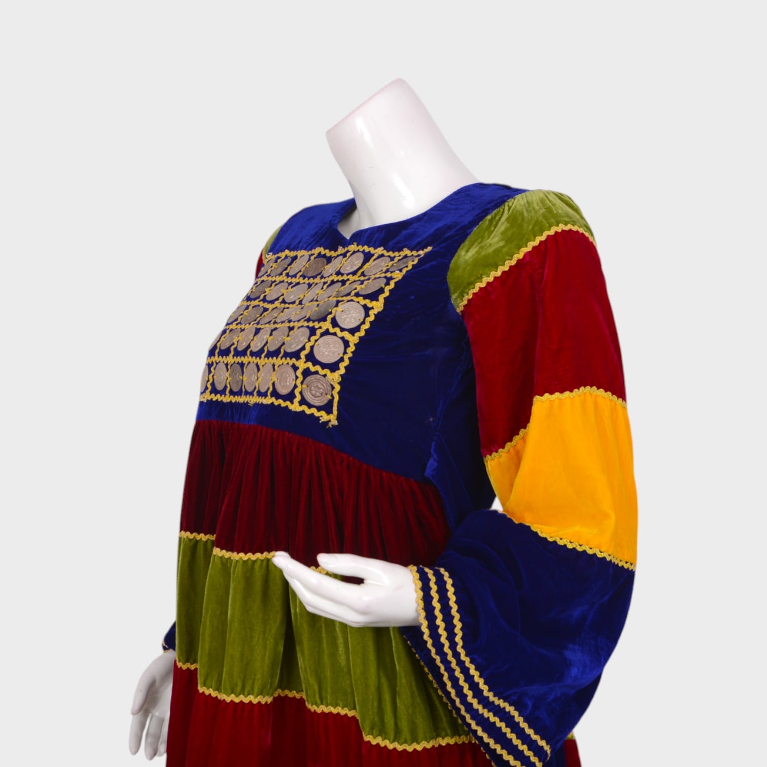Bahaar Melody – Multicolor Velvet Afghani Dress