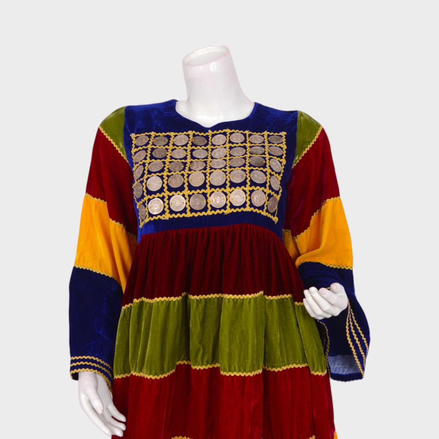 Bahaar Melody – Multicolor Velvet Afghani Dress