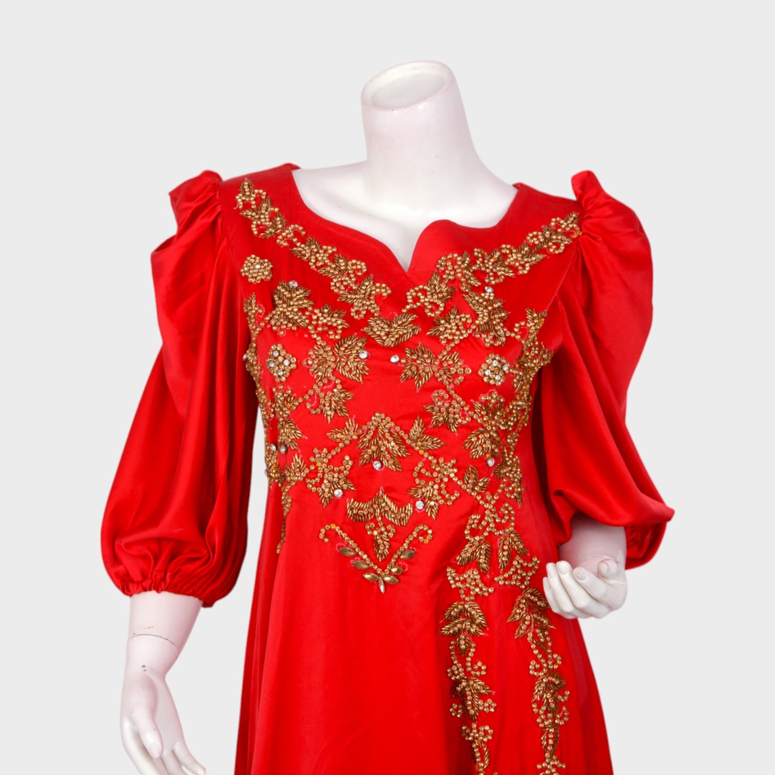 Red Embroidered Gown