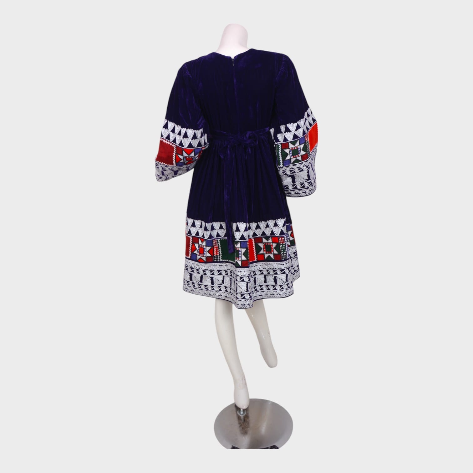 Laili Charm – Navy Velvet Afghani Dress