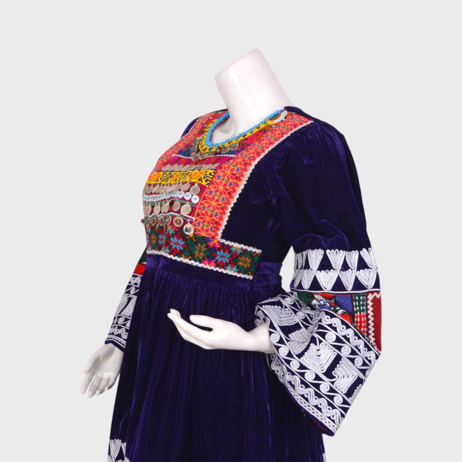 Laili Charm – Navy Velvet Afghani Dress