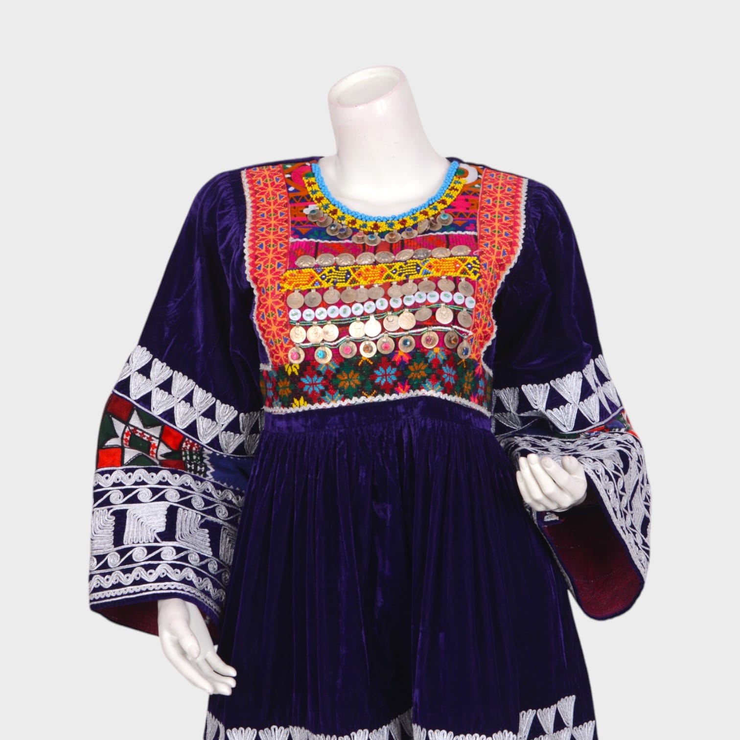 Laili Charm – Navy Velvet Afghani Dress