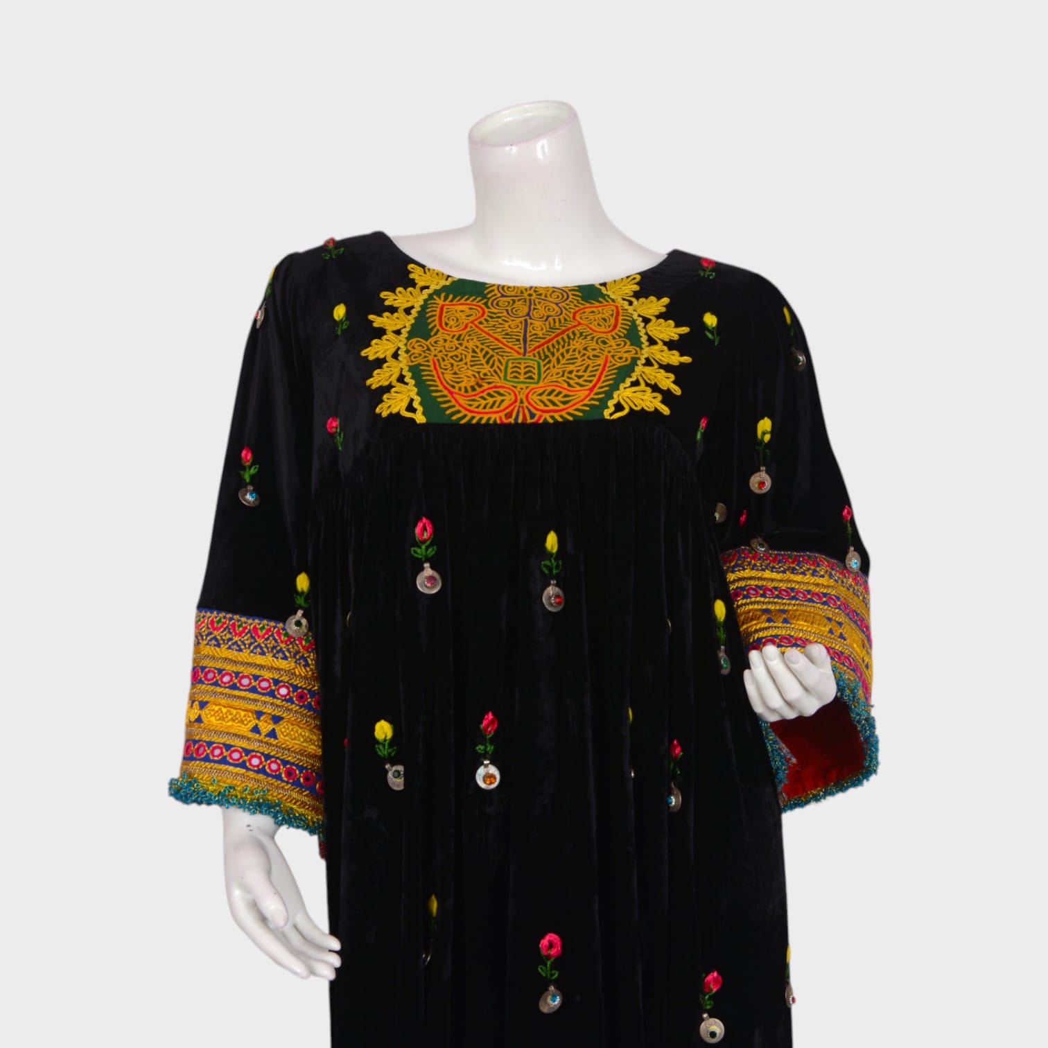 Rangina Bloom – Black Velvet Embroidered Dress