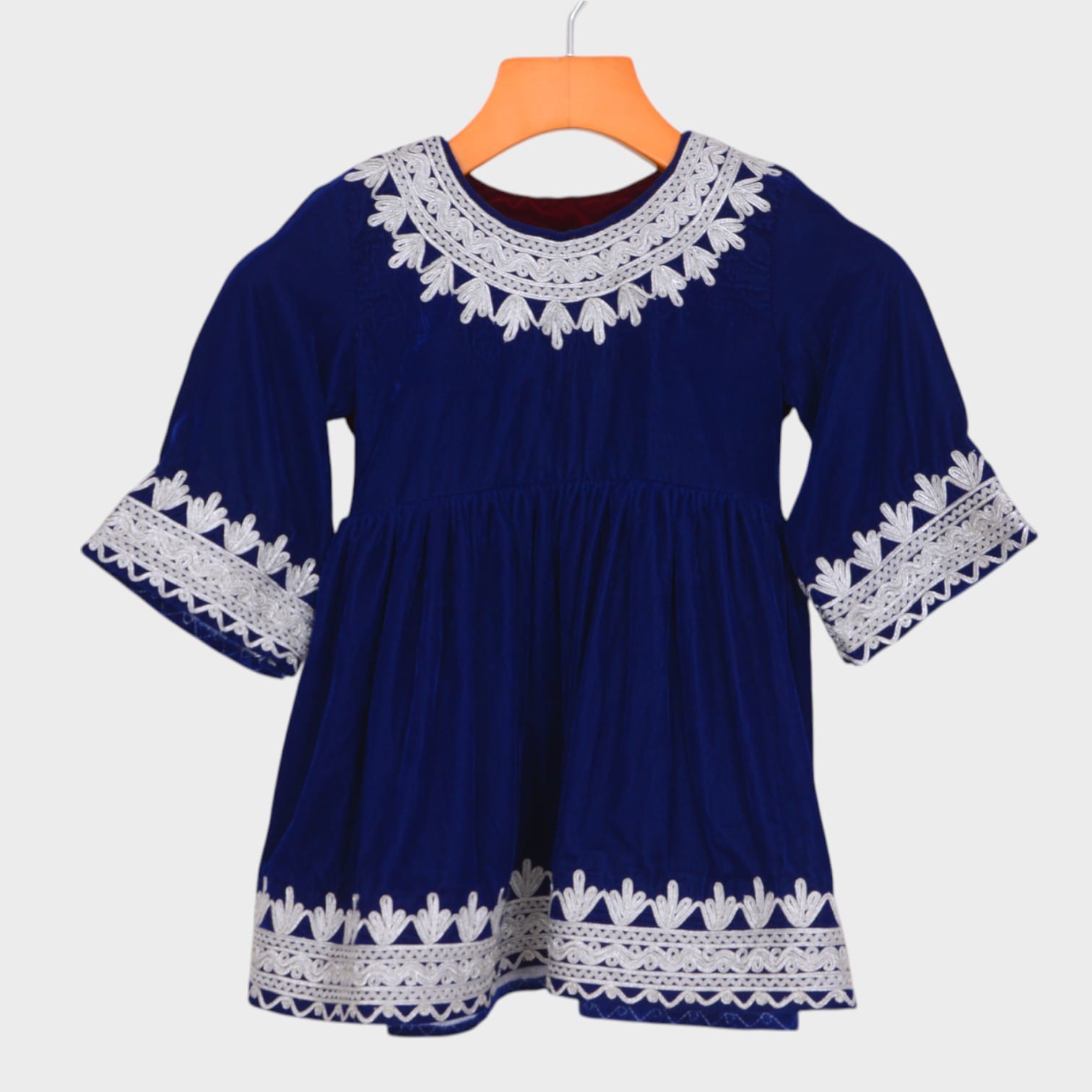 Sahar Mini – Girls' Royal Blue Afghani Dress