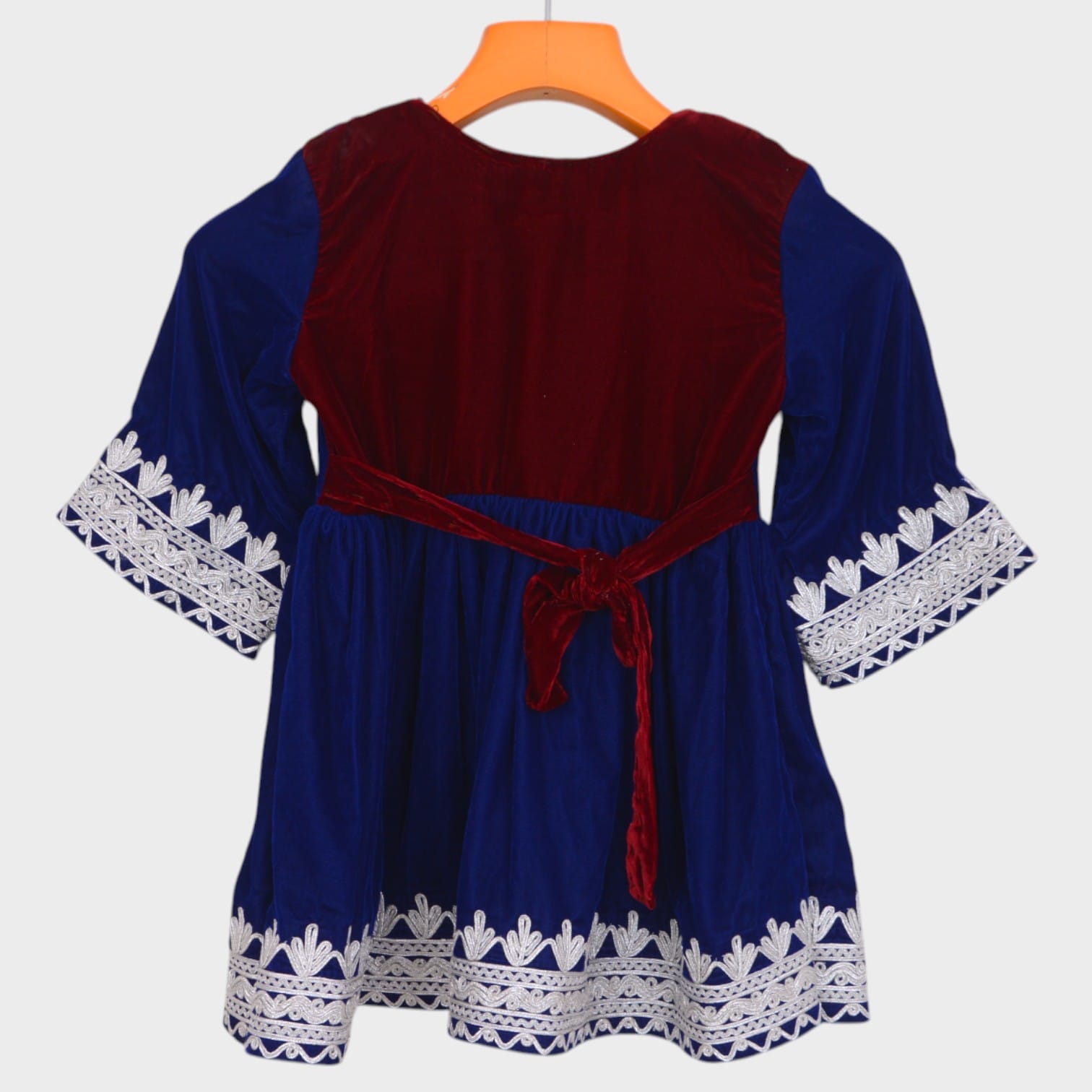 Sahar Mini – Girls' Royal Blue Afghani Dress