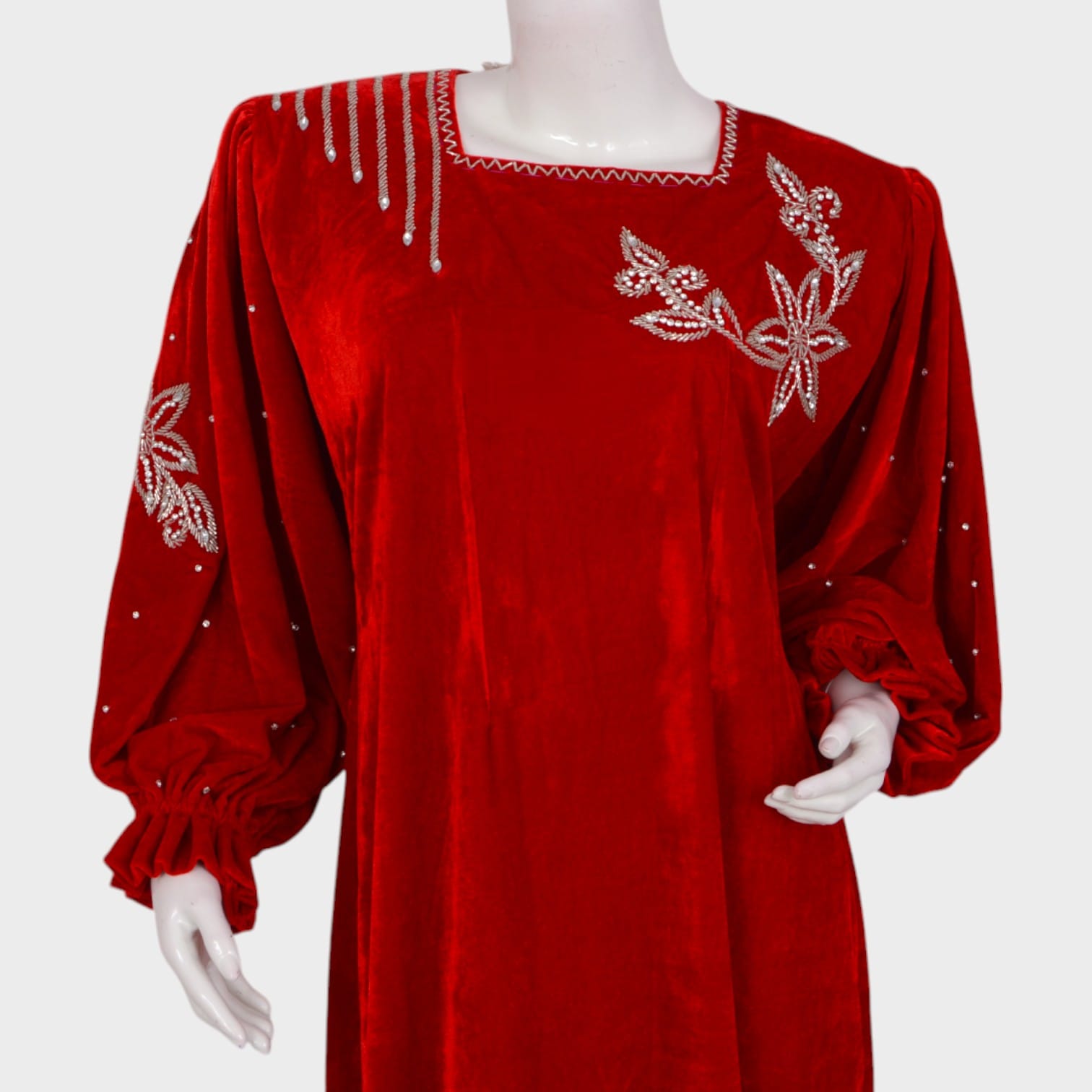 Zunaira Rouge – Red Velvet Embroidered Dress