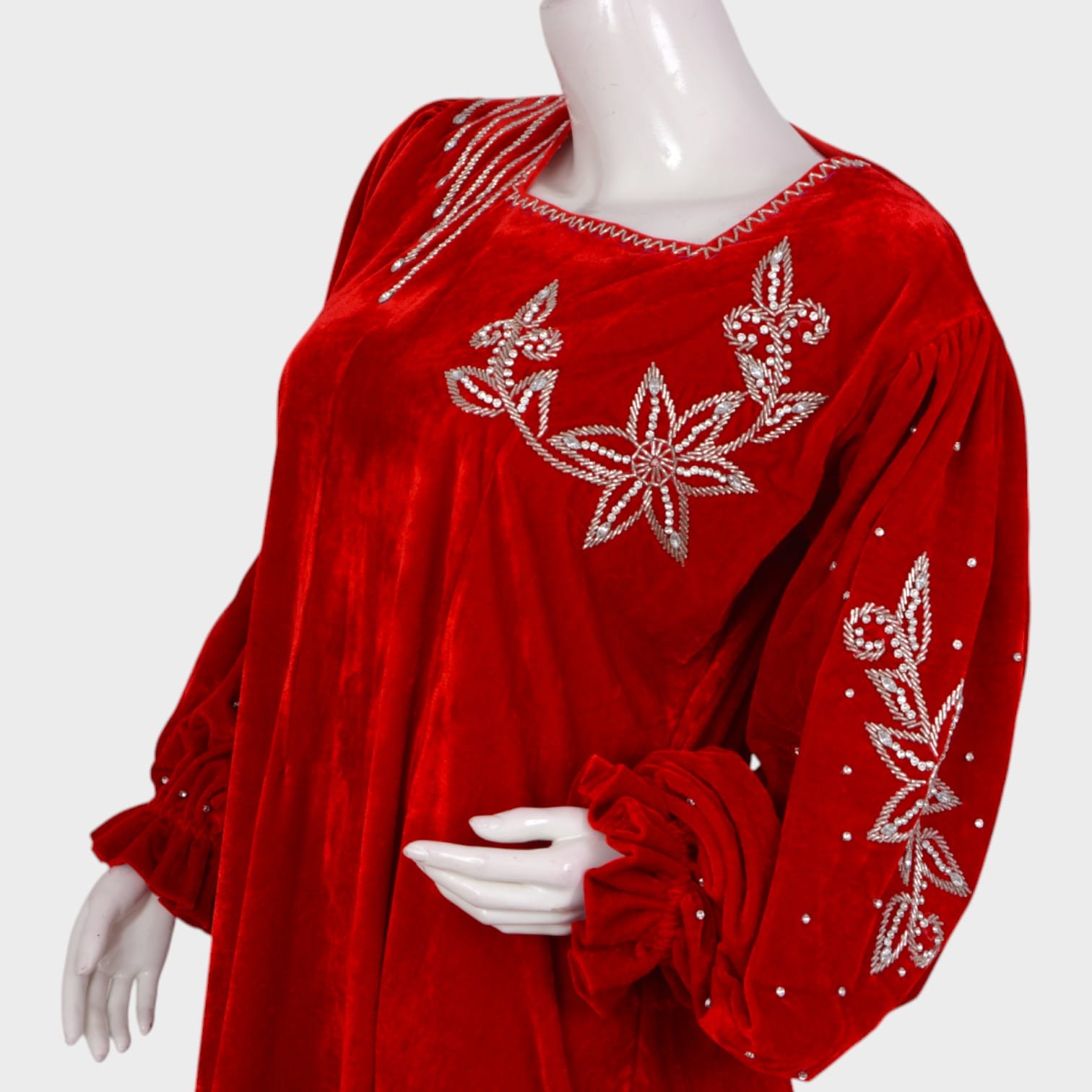Zunaira Rouge – Red Velvet Embroidered Dress