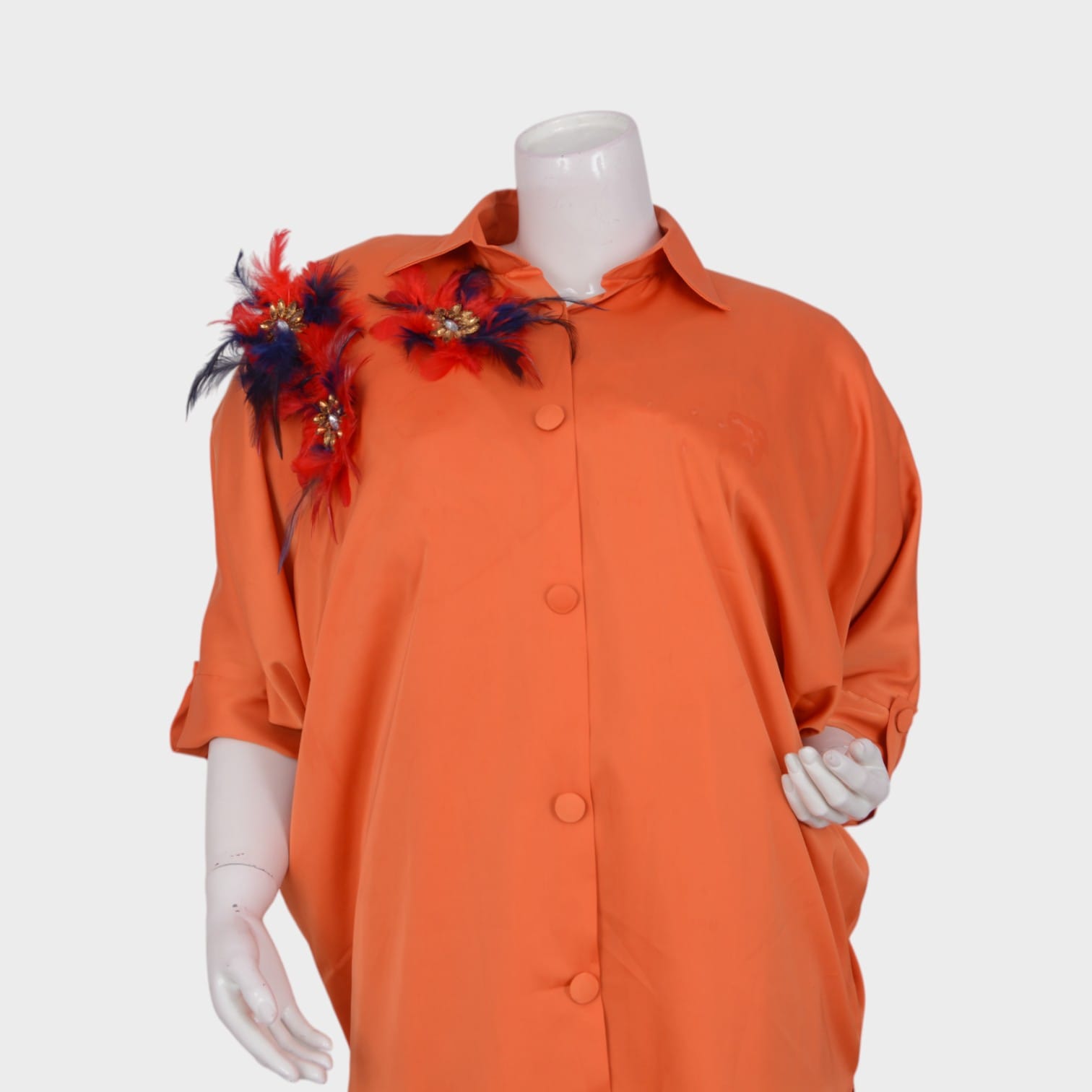 Clementine Flow – Feather Accent Maxi Set