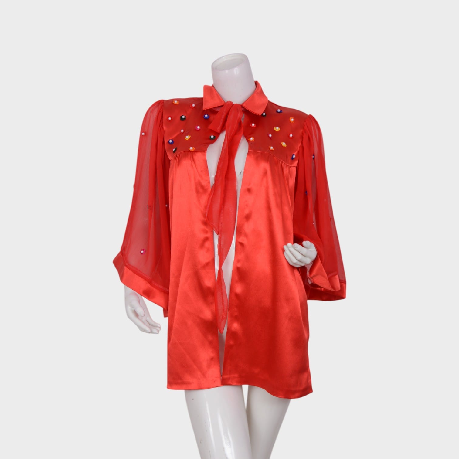 Crimson Charm – Embellished Cape Set