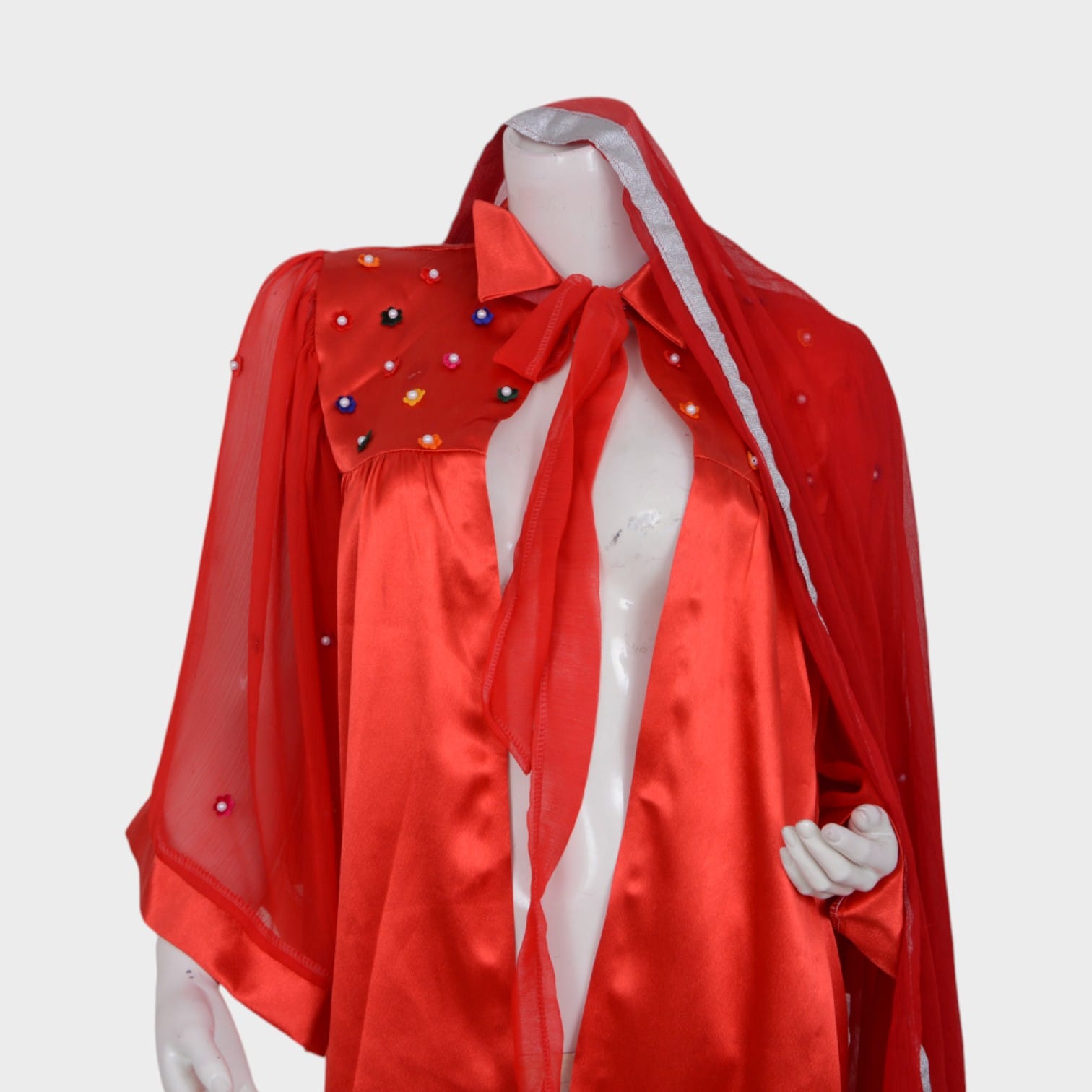 Crimson Charm – Embellished Cape Set