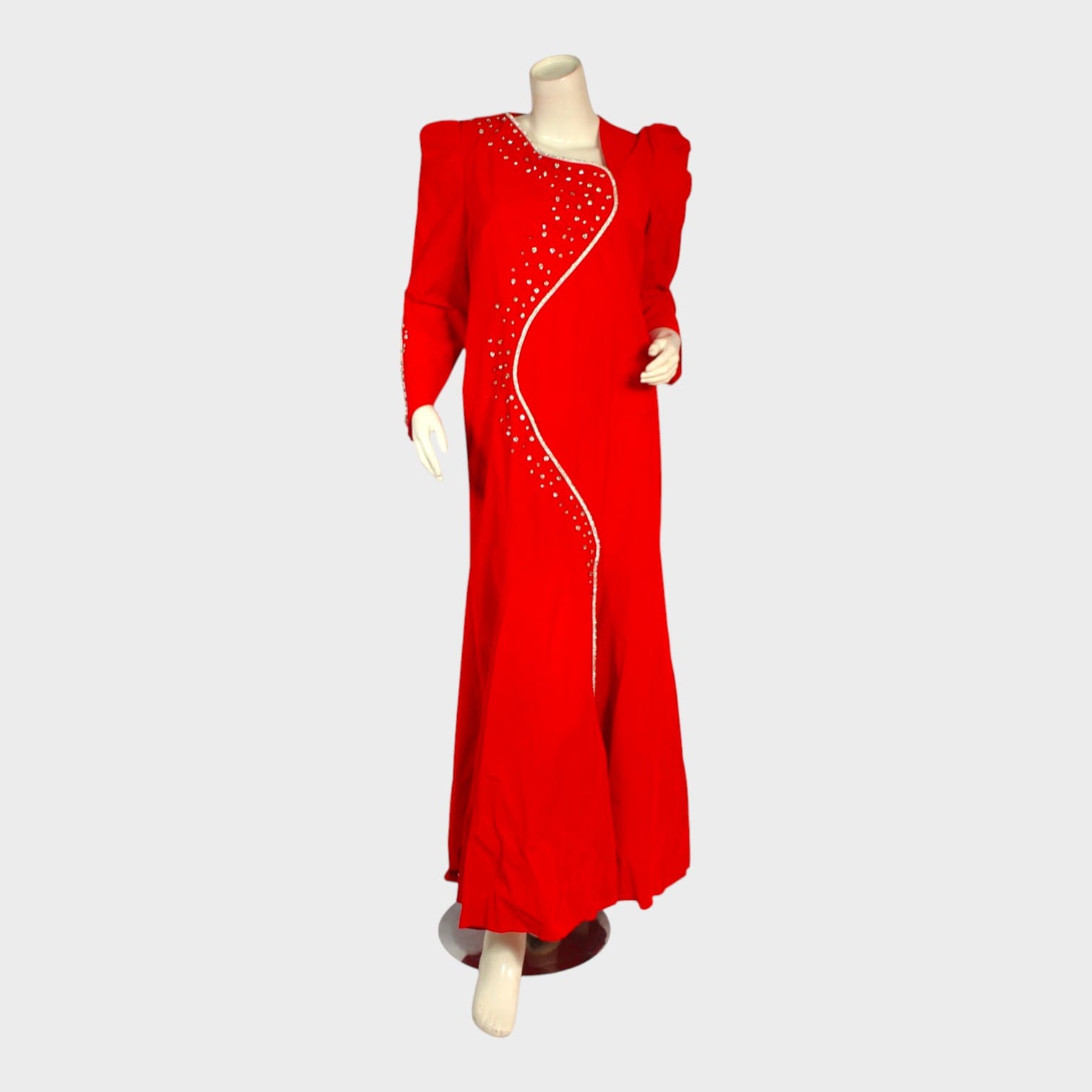 Crimson Wave Embellished Gown