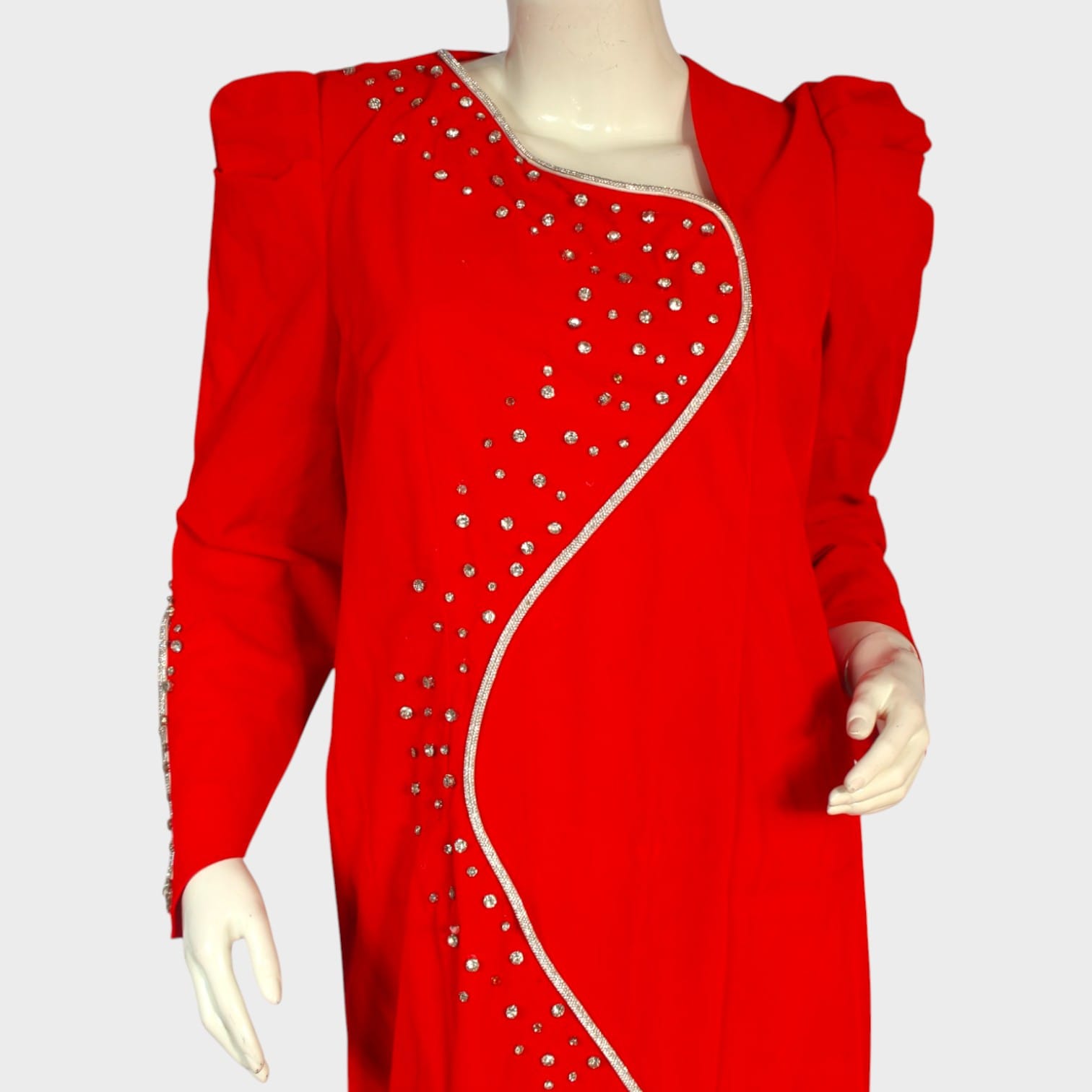 Crimson Wave Embellished Gown