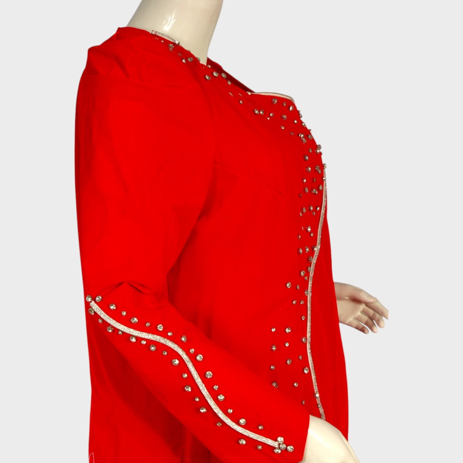 Crimson Wave Embellished Gown