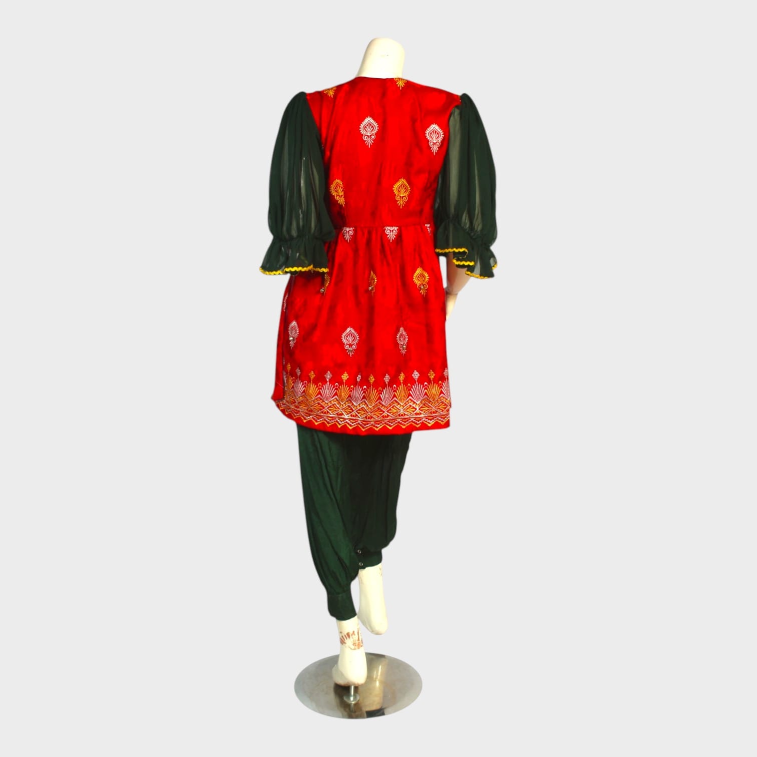 Royal Red Afghani Embroidered Dress