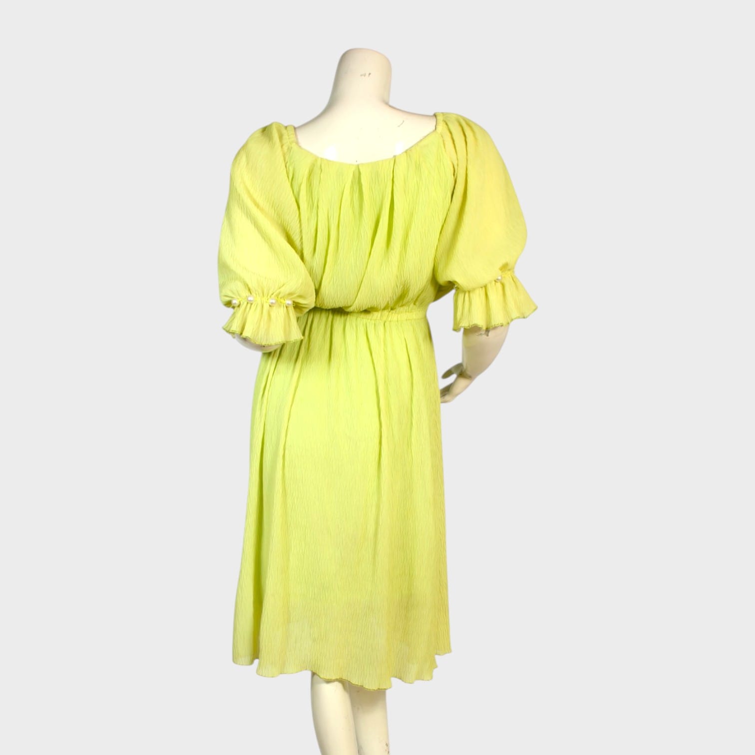Lemon Glow Pleated Midi Dress