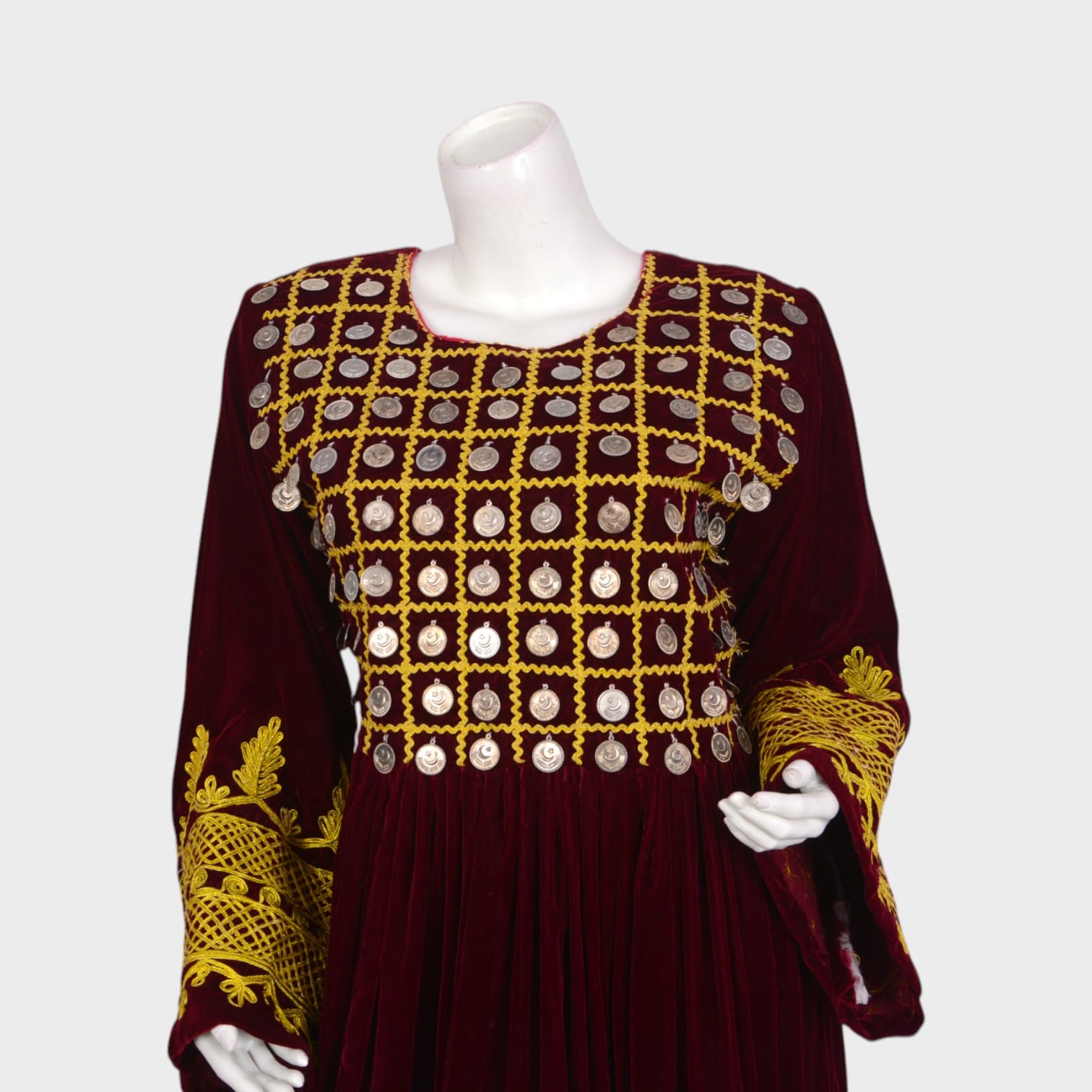Maroon Royal Afghani Embroidered Dress